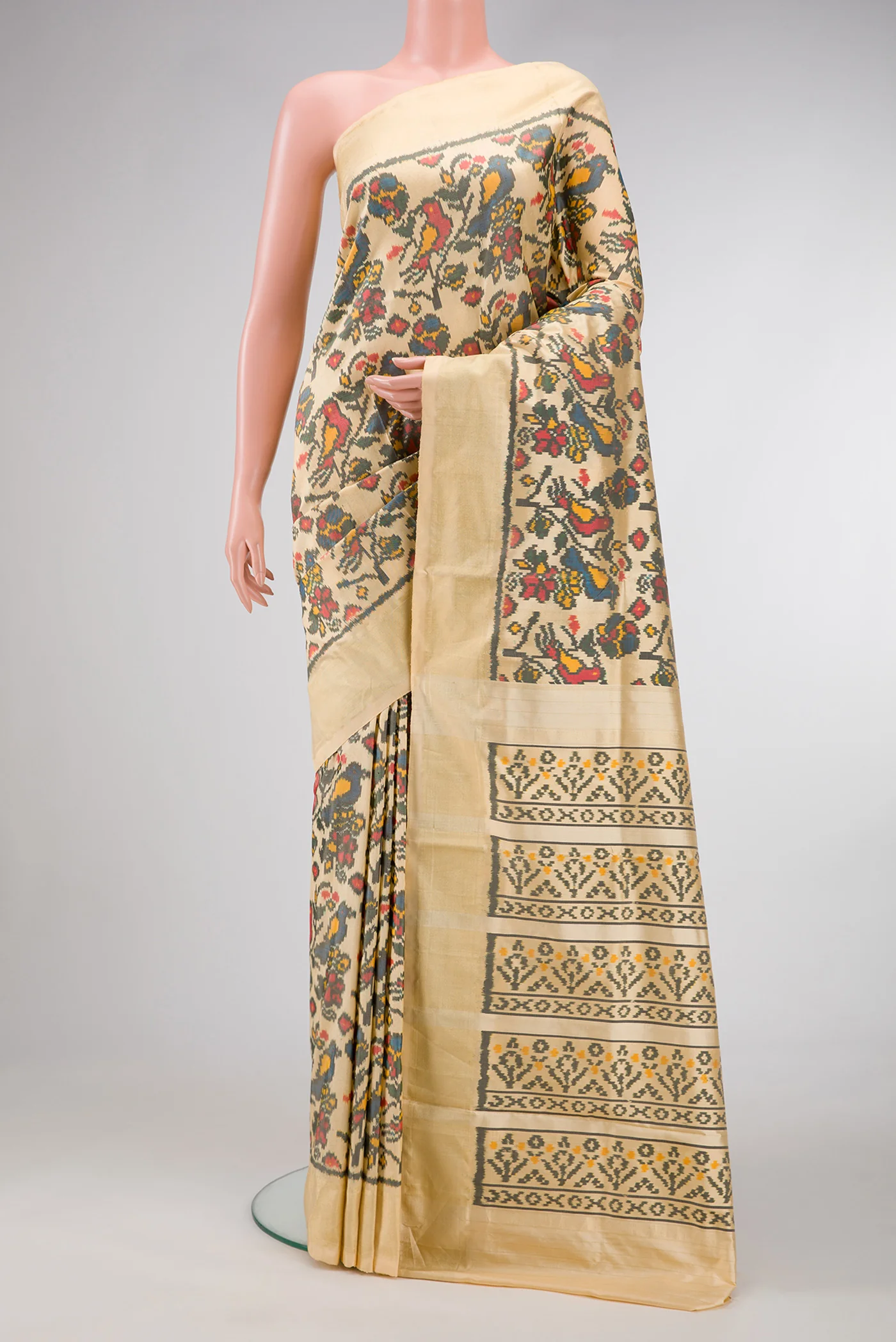Sandal Dual Tone Pochampally Silk Saree