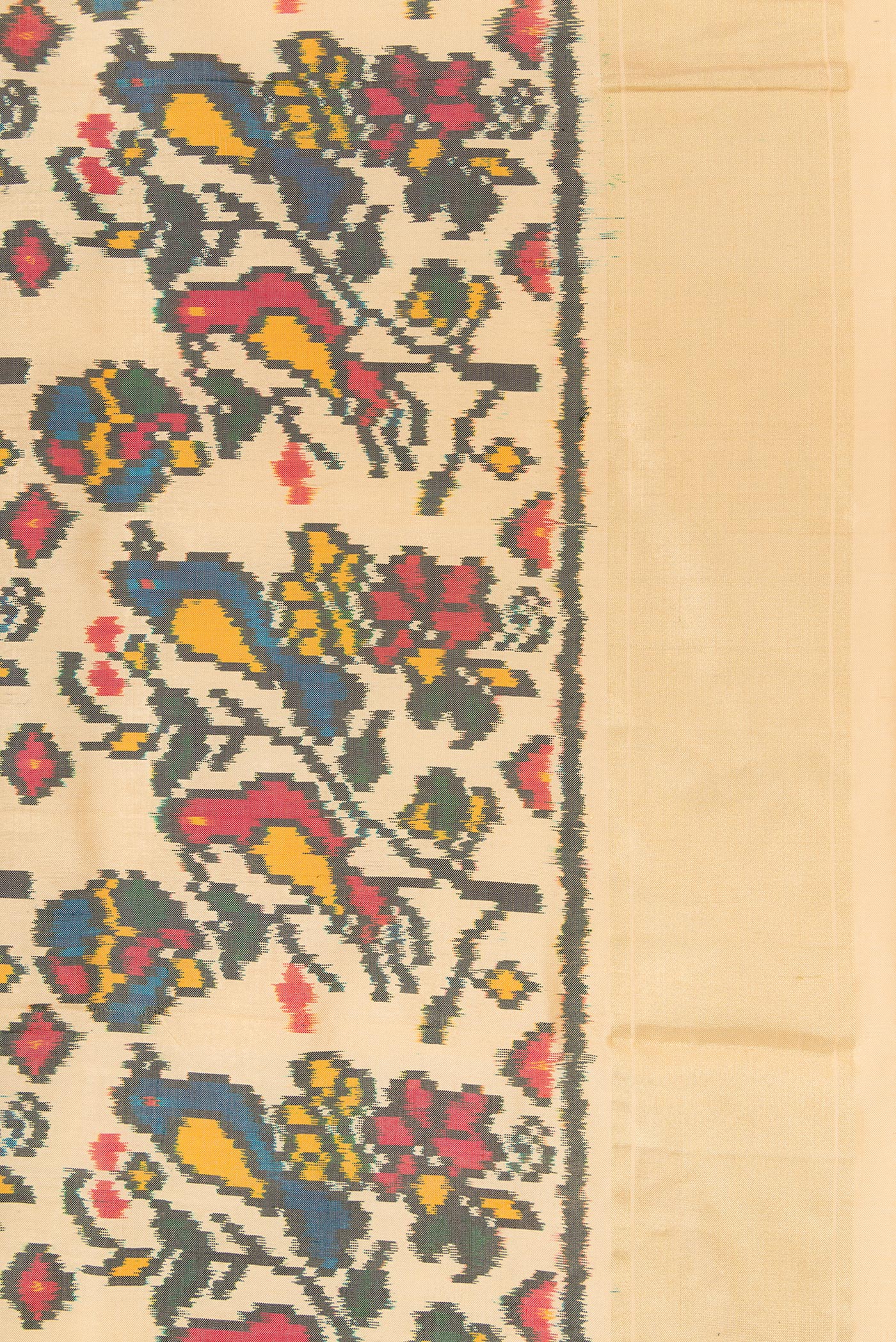 Sandal Dual Tone Pochampally Silk Saree - Image 3