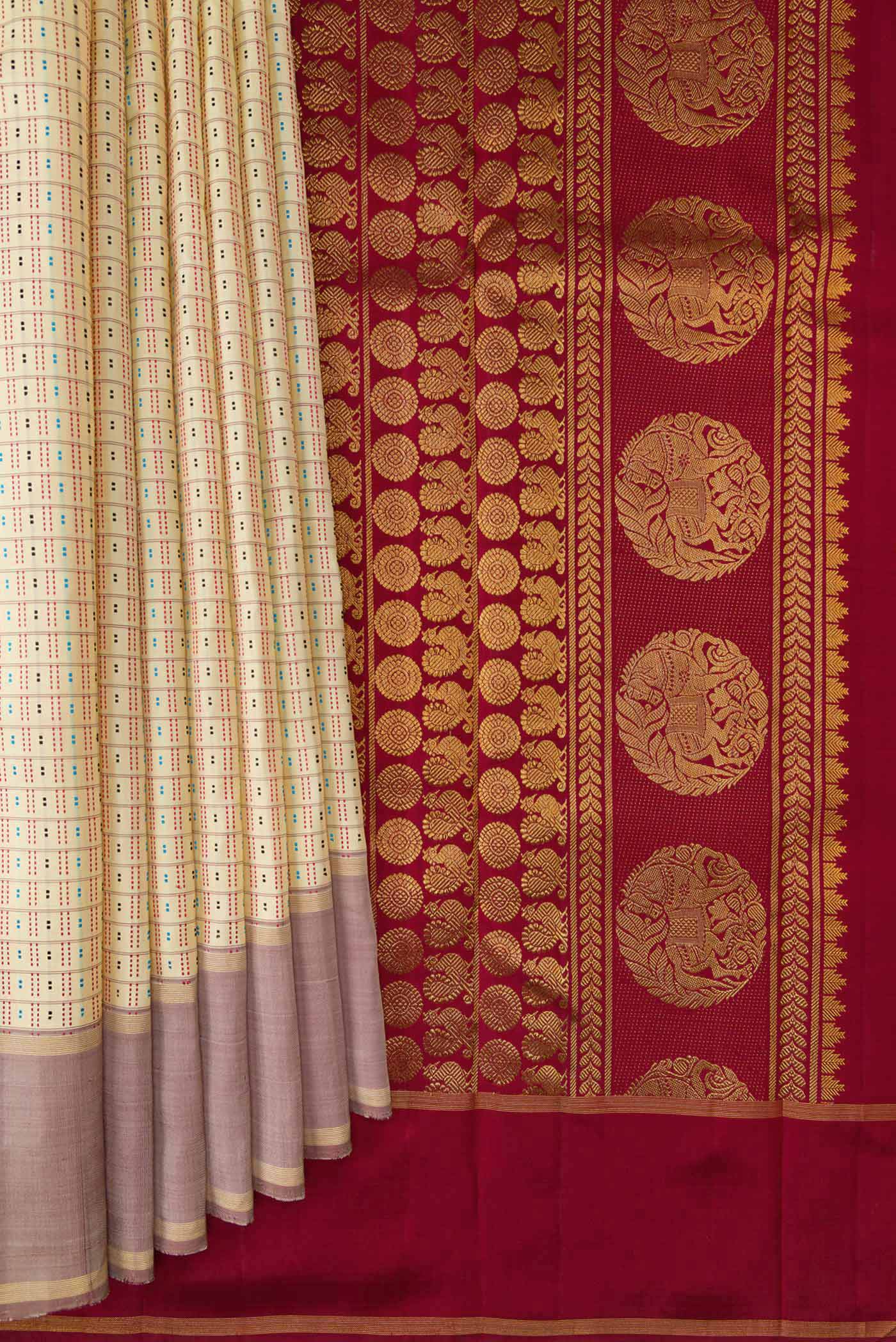 Sandal Kanchipuram Silk Saree - Image 5