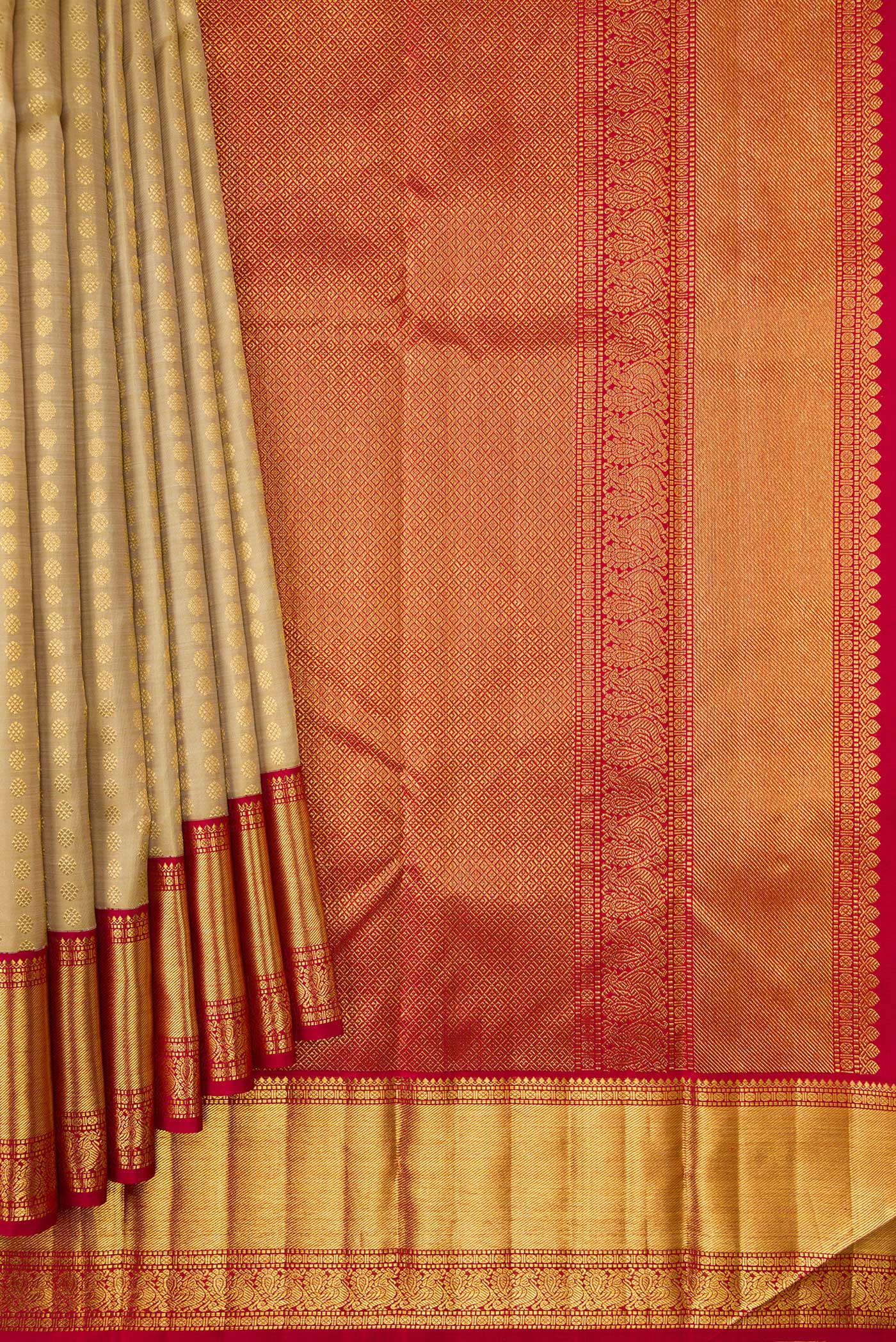 Beige Kanchipuram Silk Saree - Image 4