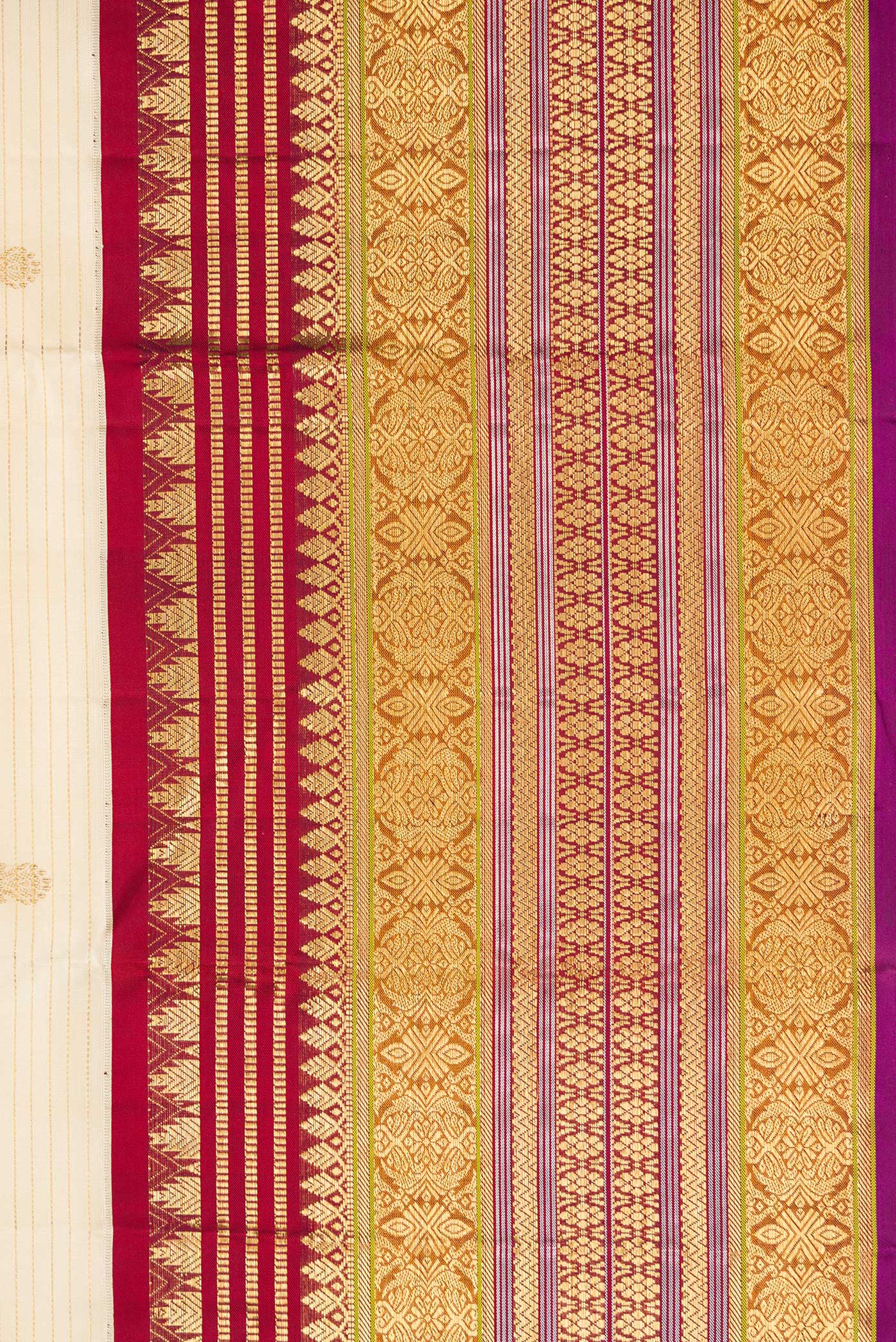 Cream Kanchipuram Silk Saree - Image 3