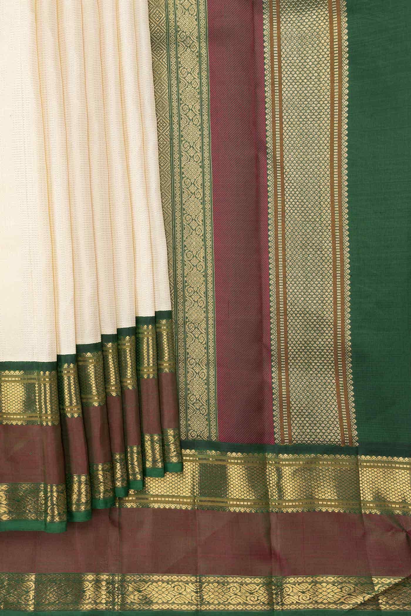 Pure Silk Pure Zari Sandal Dual Tone Kanjivaram Saree - Image 2