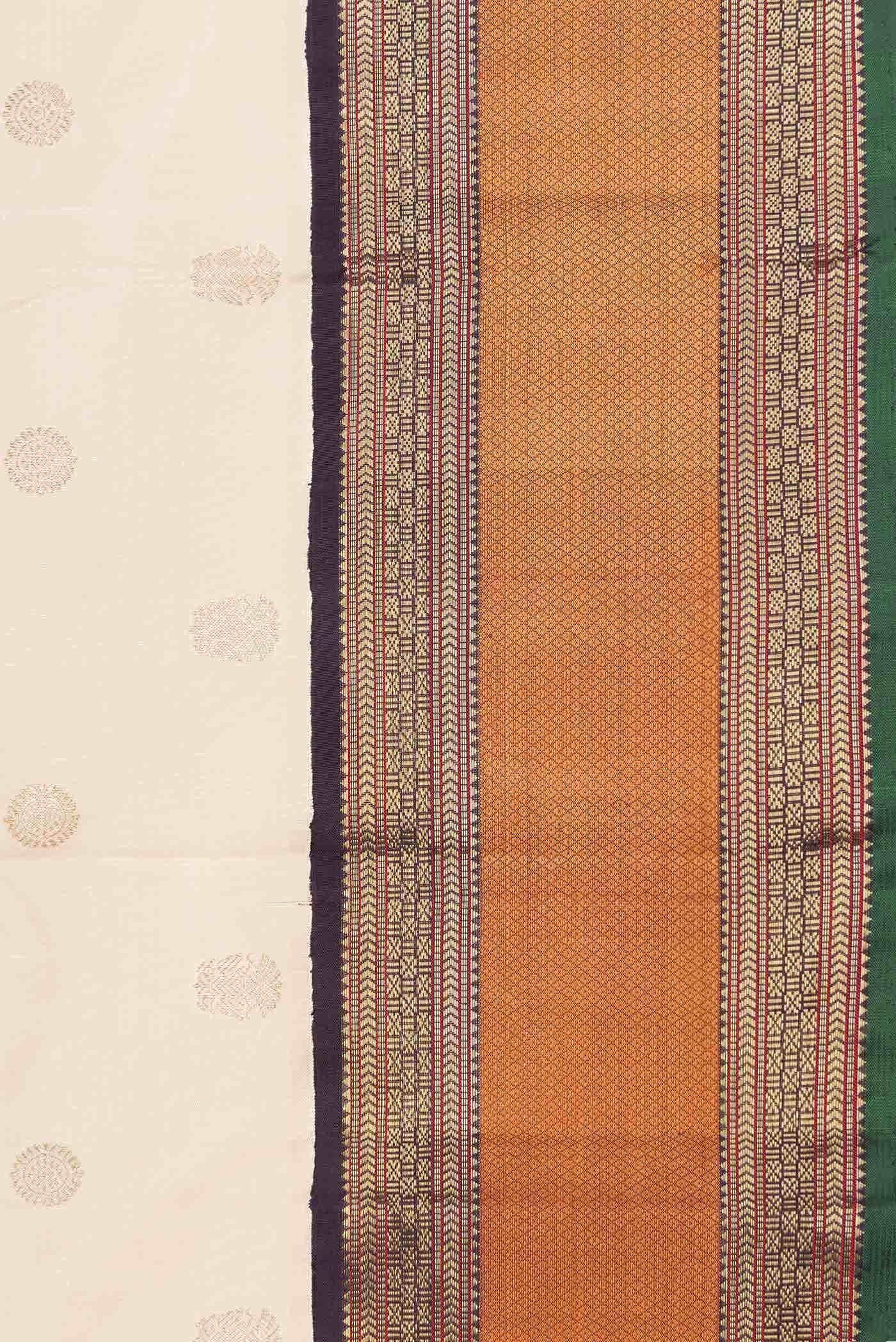 Pure Silk Pure Zari Cream Kanchipuram Saree - Image 6