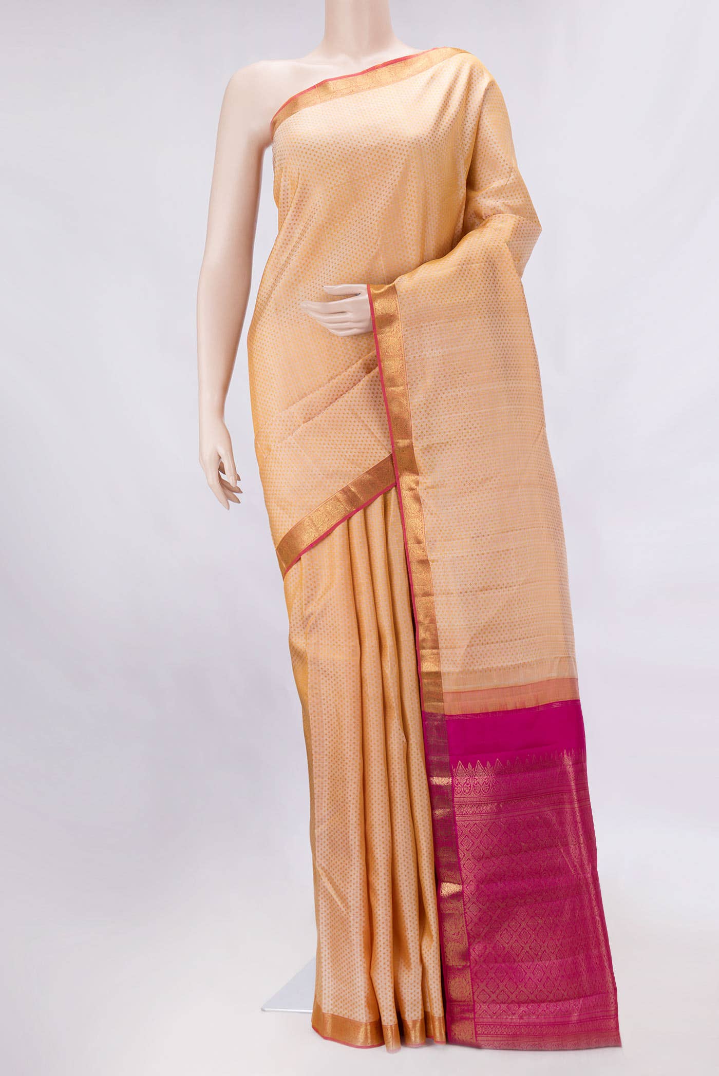 Pure Silk Pure Zari Sandal Dual Tone Kanjivaram Saree