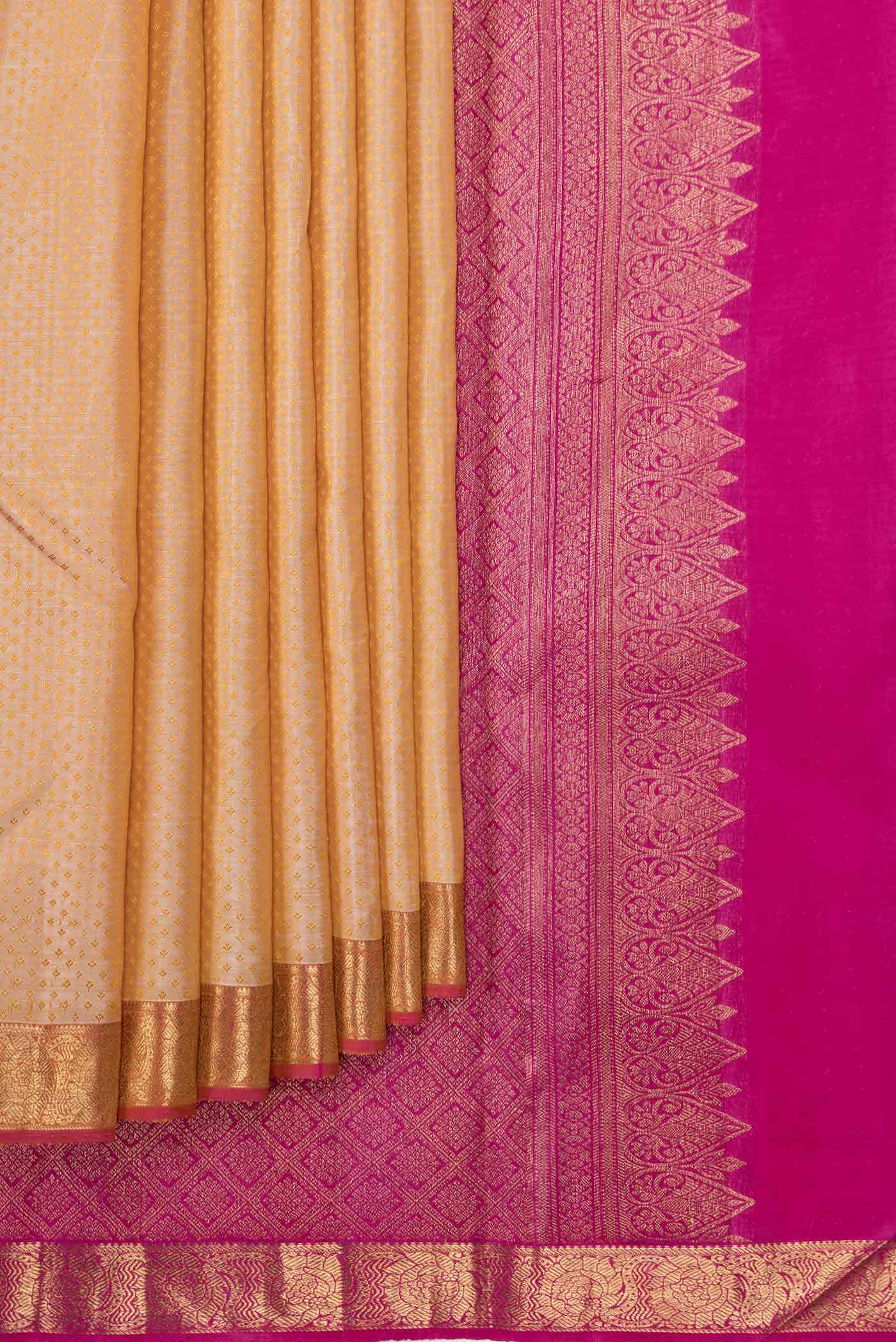 Pure Silk Pure Zari Sandal Dual Tone Kanjivaram Saree - Image 2