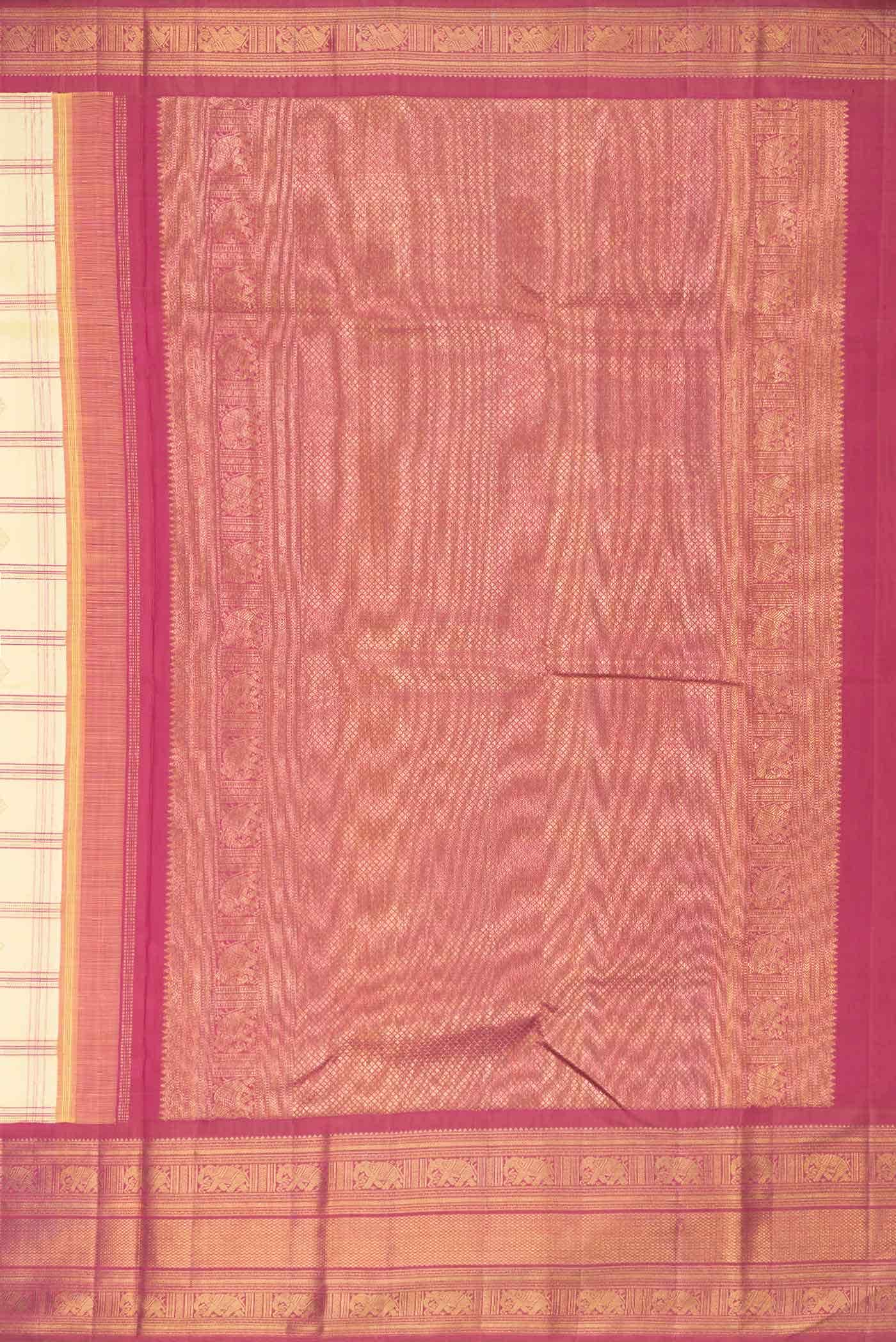 Pure Silk Pure Zari Sandal Dual Tone Kanchipuram Saree - Image 5