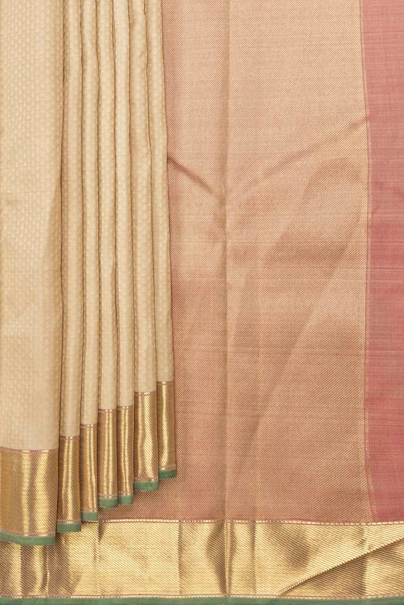 Pure Silk Pure Zari Sandal Dual Tone Kanchipuram Saree - Image 2