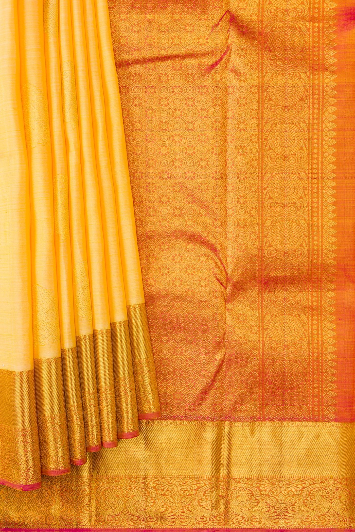 Yellow Kanjivaram Silk Saree - Image 4