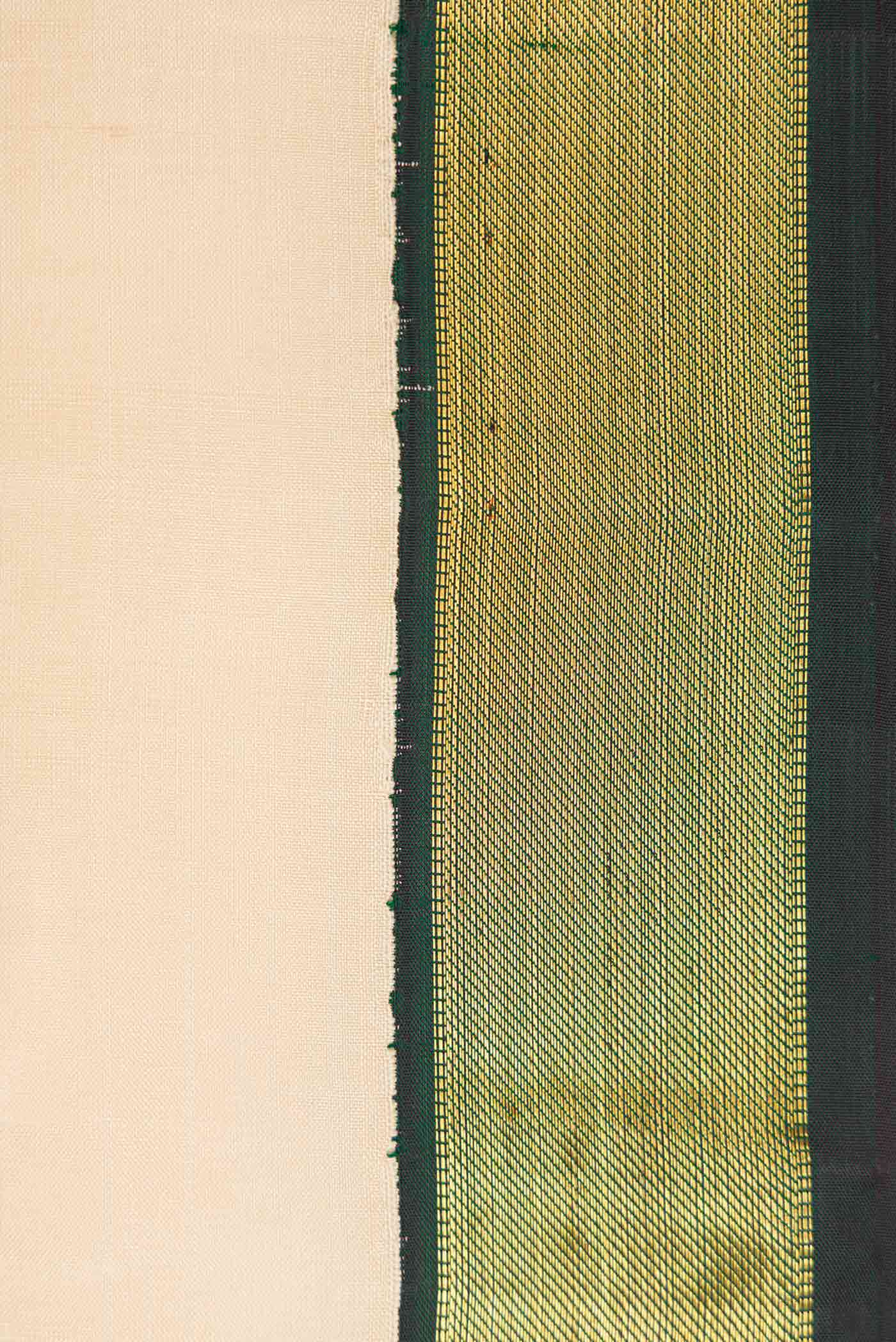 Pure Silk Pure Zari Cream Kanjivaram Saree - Image 3