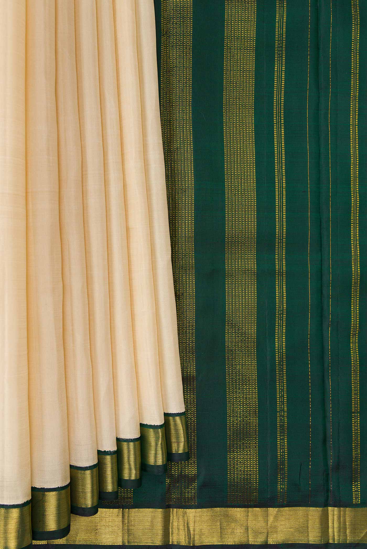 Pure Silk Pure Zari Cream Kanjivaram Saree - Image 4