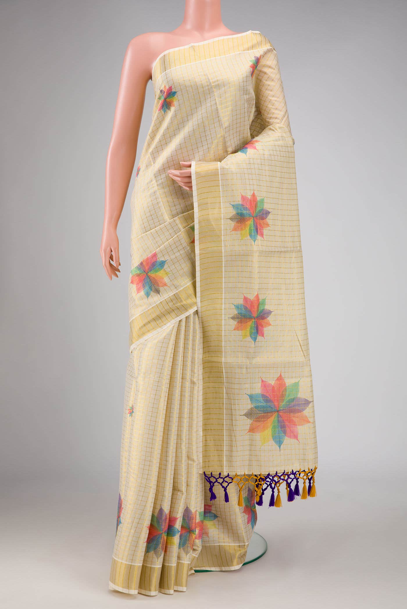 Sandal Dual Tone Kerala Cotton Saree