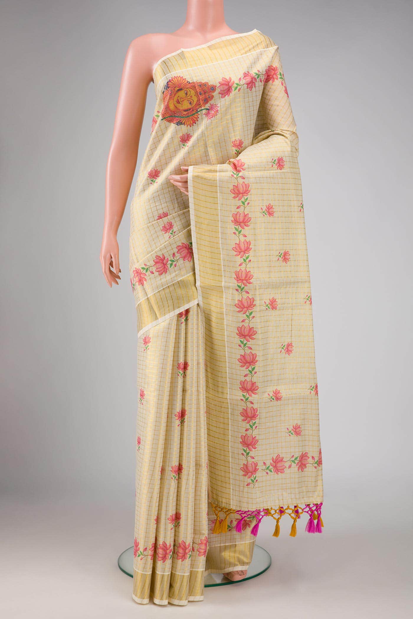 Sandal Dual Tone Kerala Cotton Saree