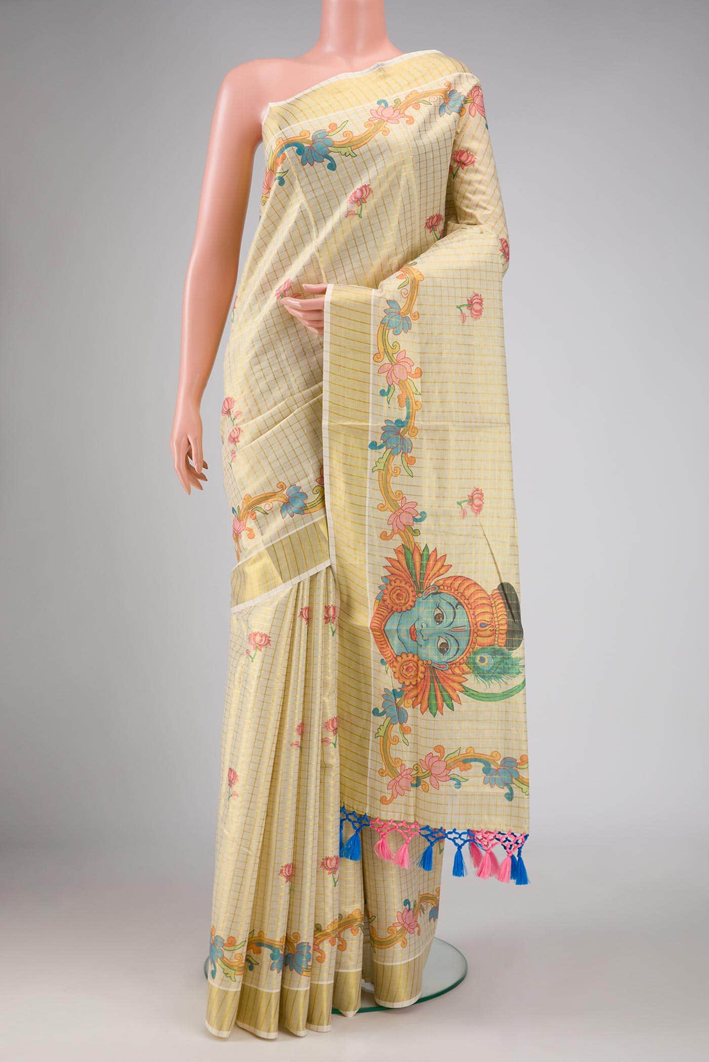 Sandal Dual Tone Kerala Cotton Saree