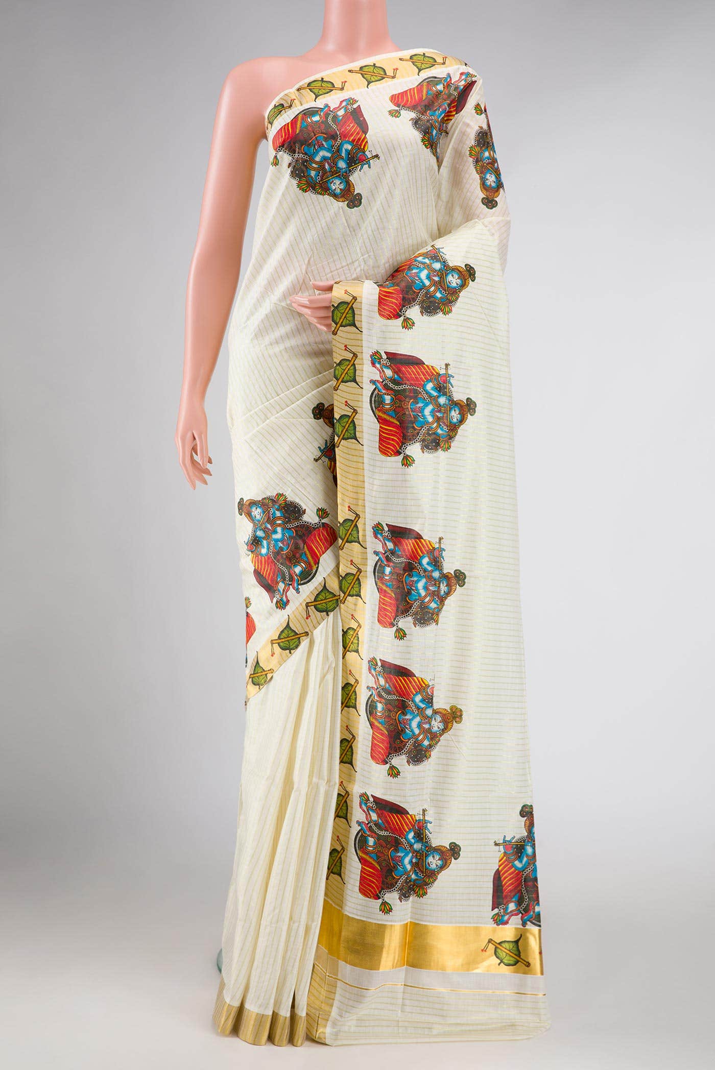 Sandal Dual Tone Kerala Cotton Saree