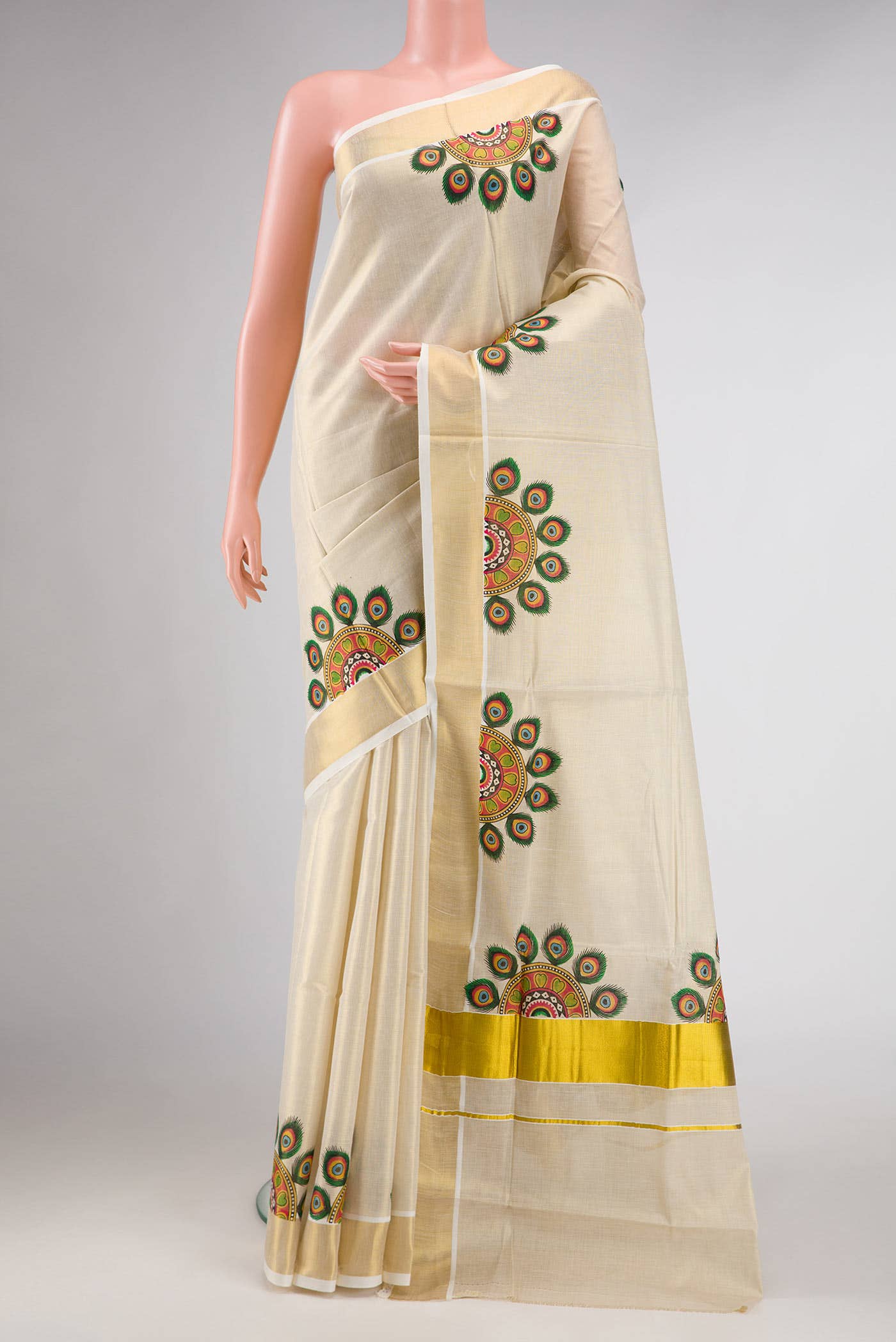 Sandal Dual Tone Kerala Cotton Saree
