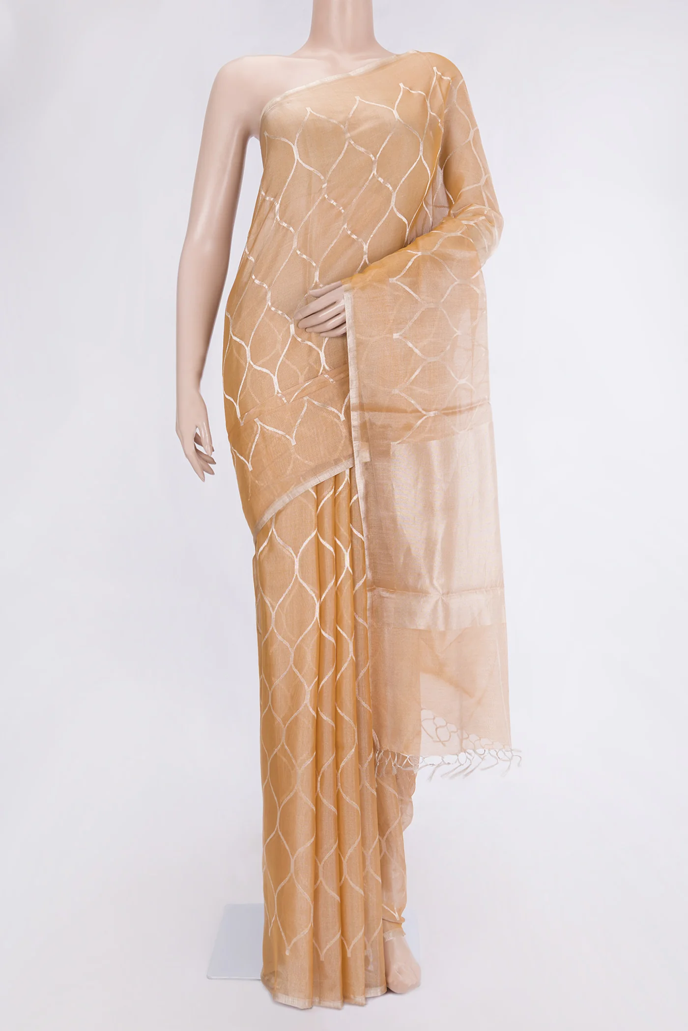 Sandal Chanderi Tissue Silk Saree