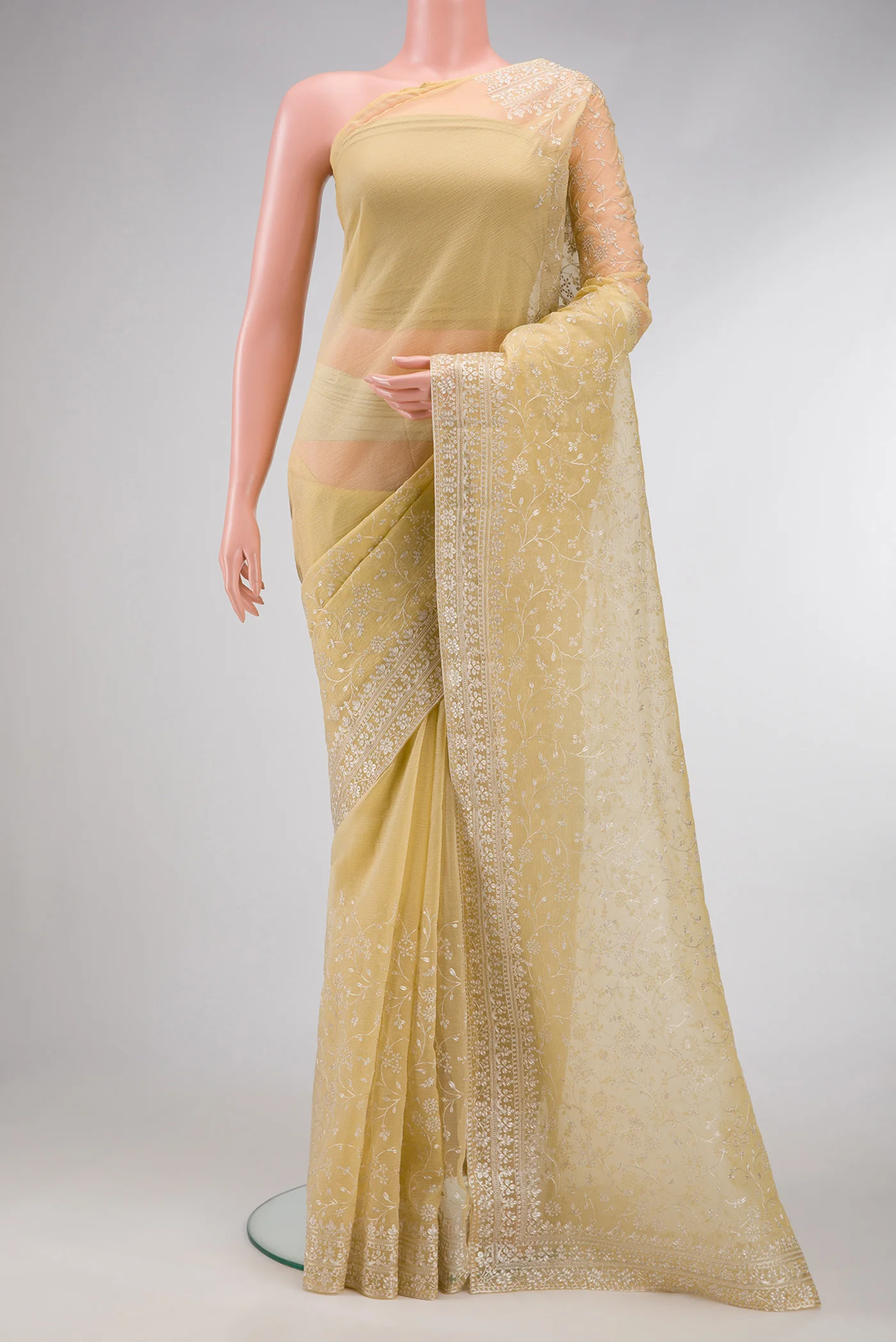 Sandal Organza Silk Saree