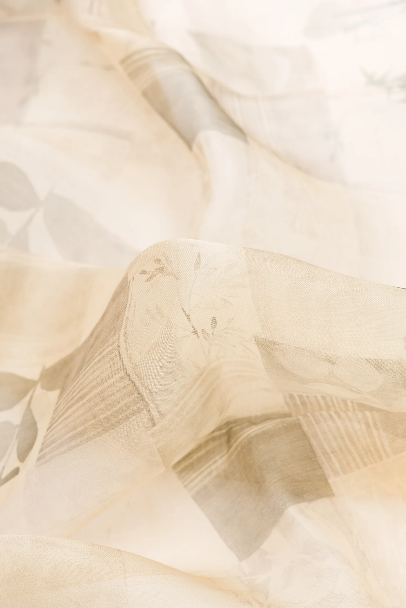 Beige Organza Silk Saree - Image 2