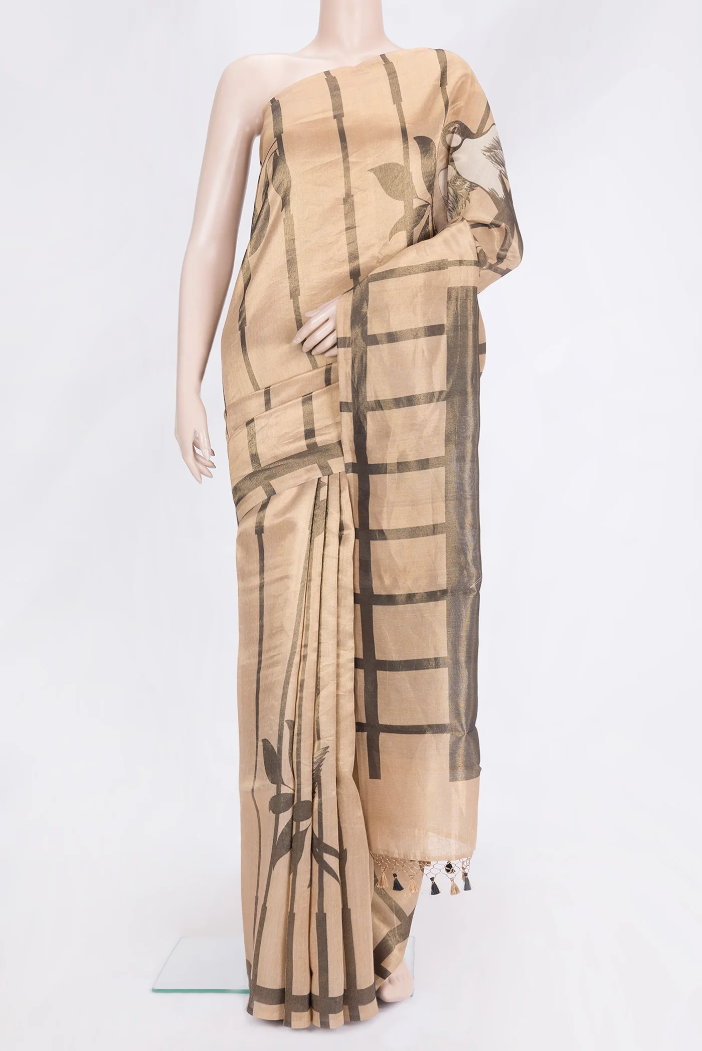 Sandal Dual Tone Organza Silk Saree