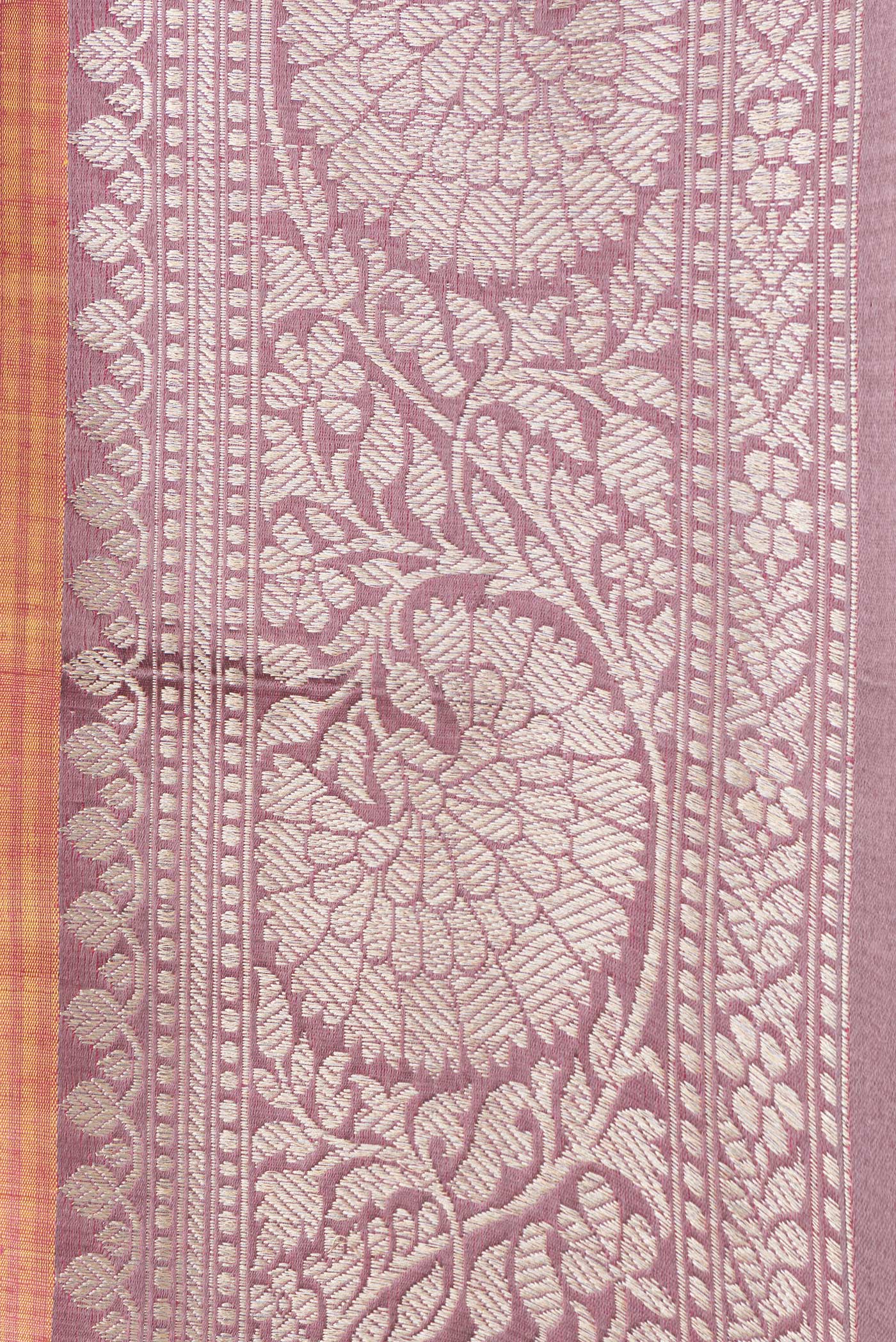 Pinkish Yellow Dual Tone Banarasi Tussar Silk Saree - Image 3