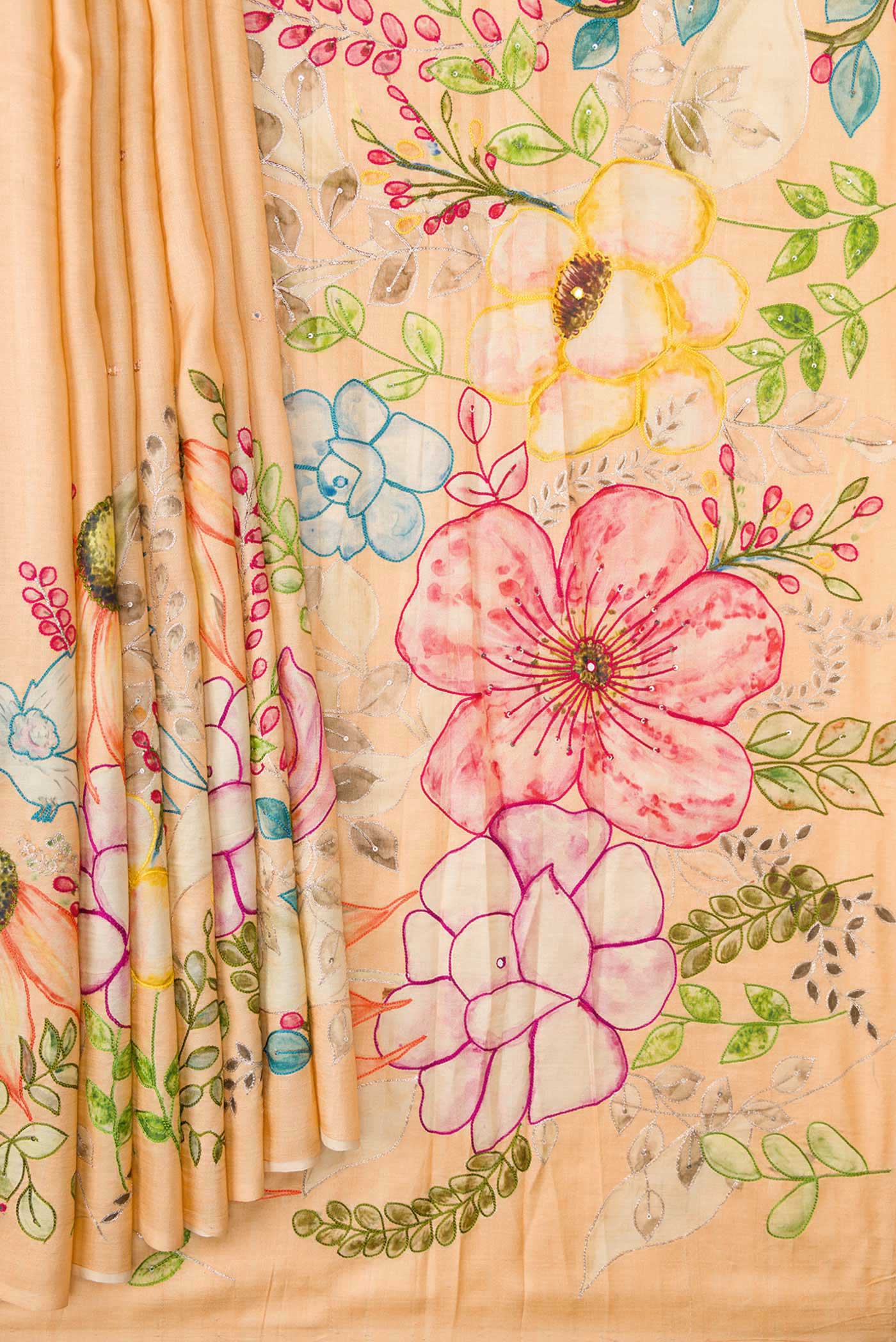 Sandal Dual Tone Tussar Silk Saree - Image 4