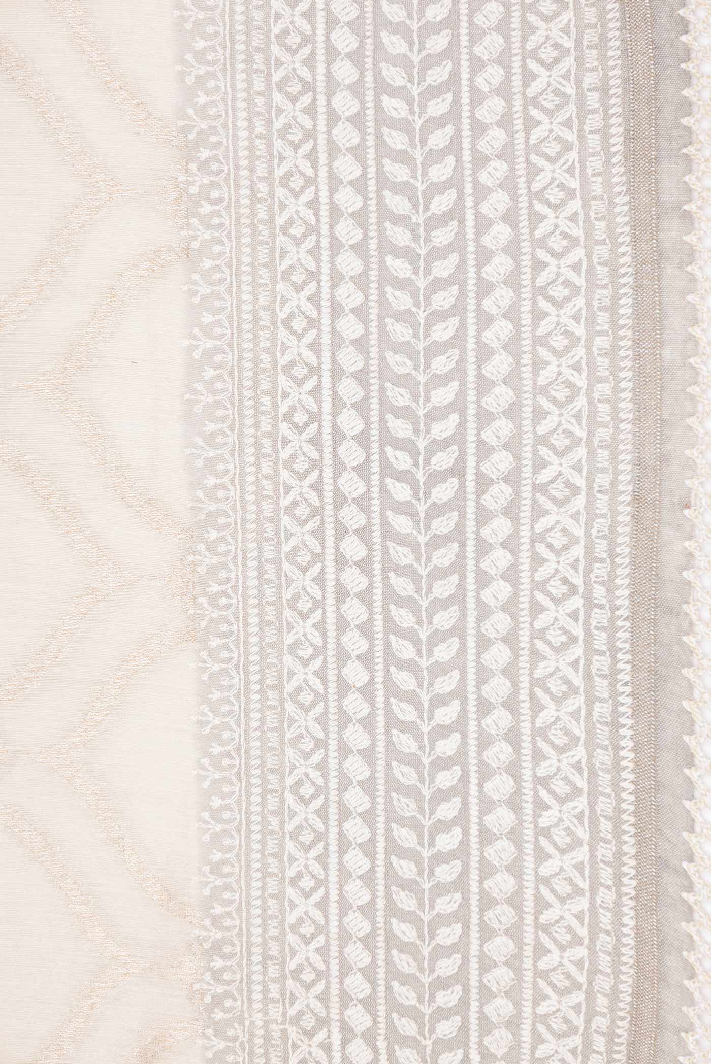 Off White Tussar Silk Saree - Image 3