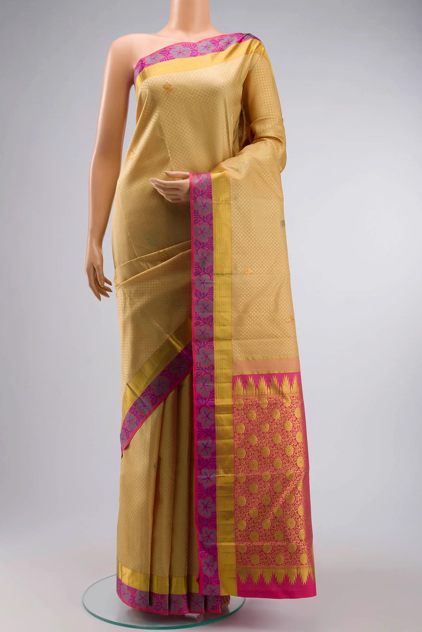 Sandal Kanchipuram Silk Saree