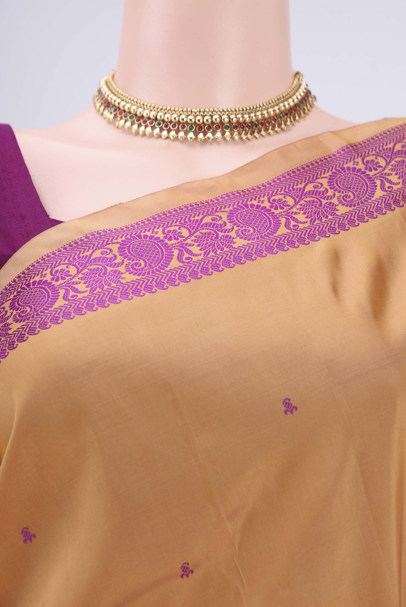 Sandal Kanchipuram Silk Saree - Image 2