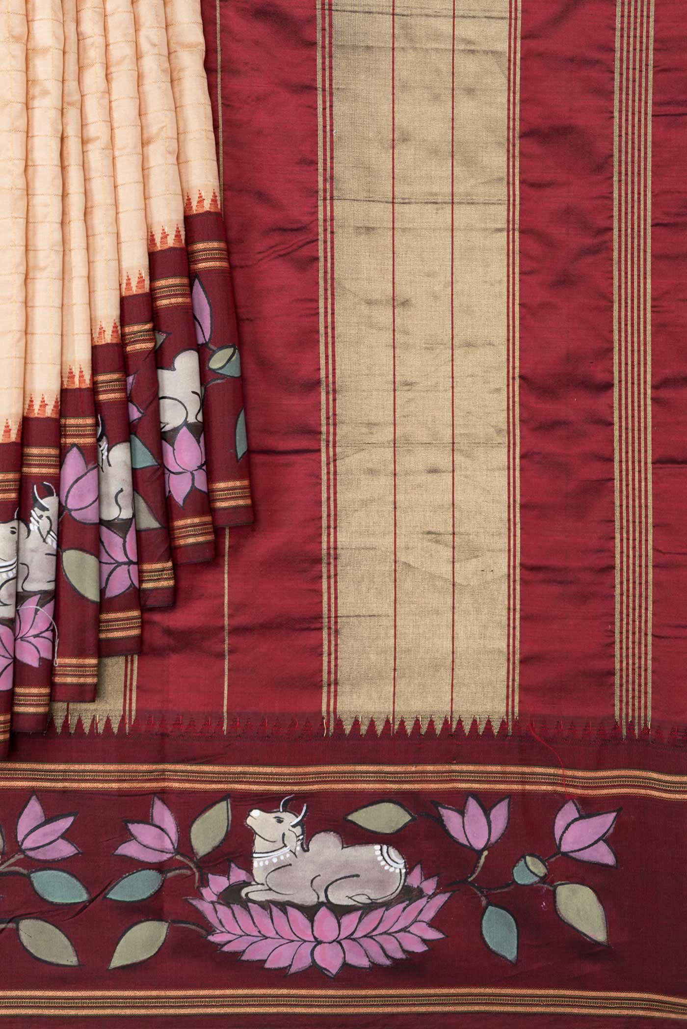 Sandal Kanchipuram Silk Saree - Image 2