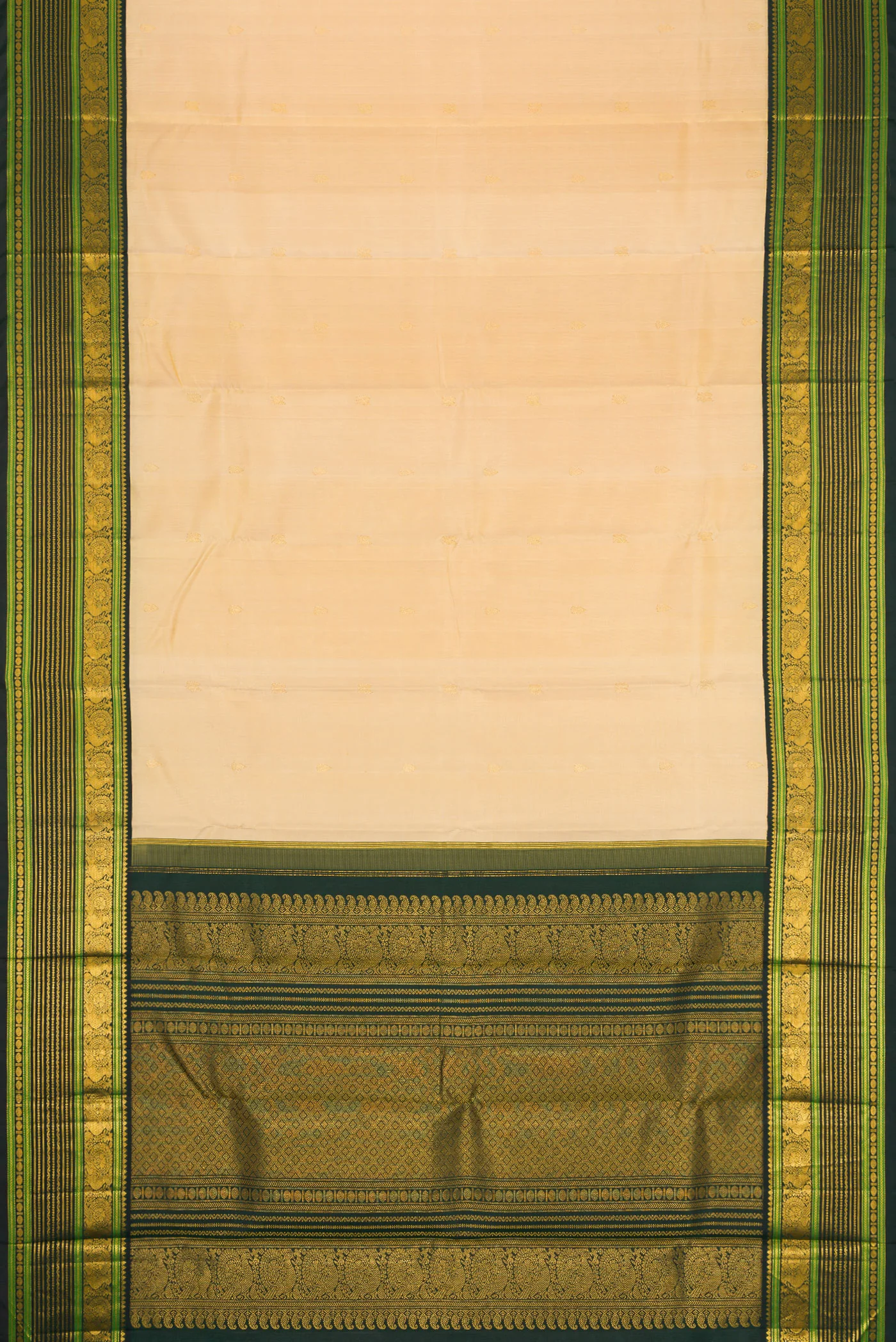 Pure Silk Pure Zari Sandal Kanchipuram Saree - Image 6