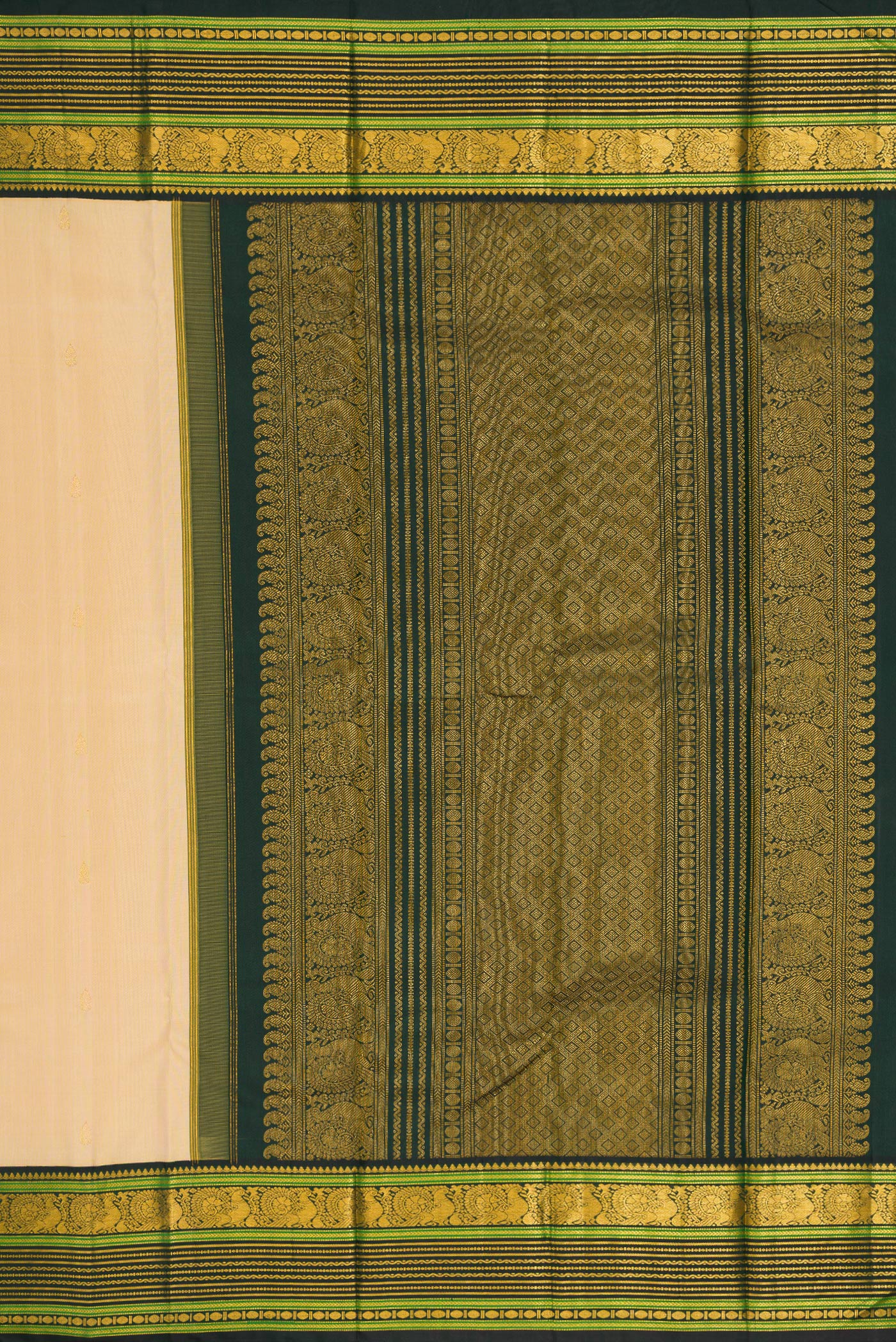 Pure Silk Pure Zari Sandal Kanchipuram Saree - Image 7