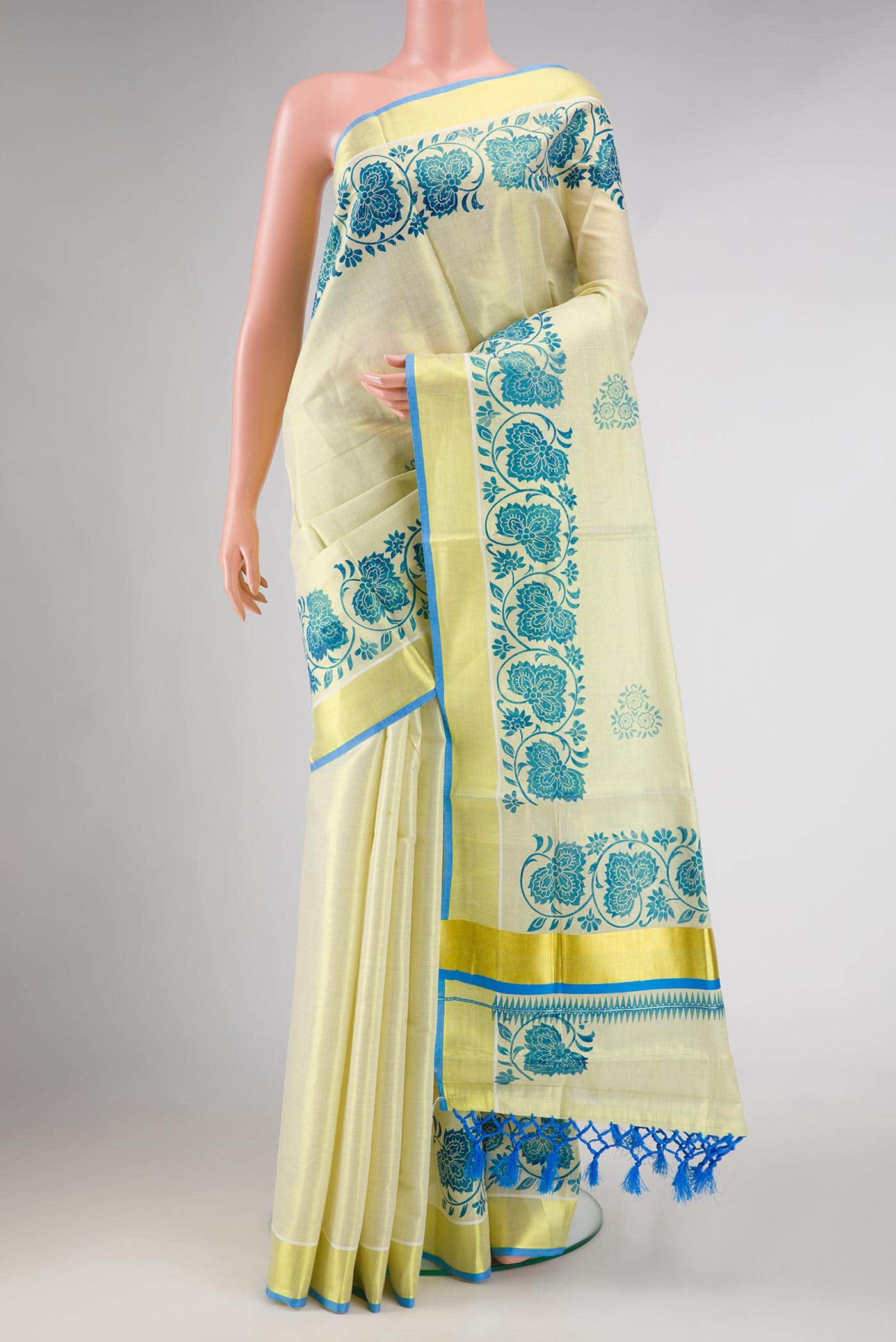 Sandal Kerala Cotton Saree