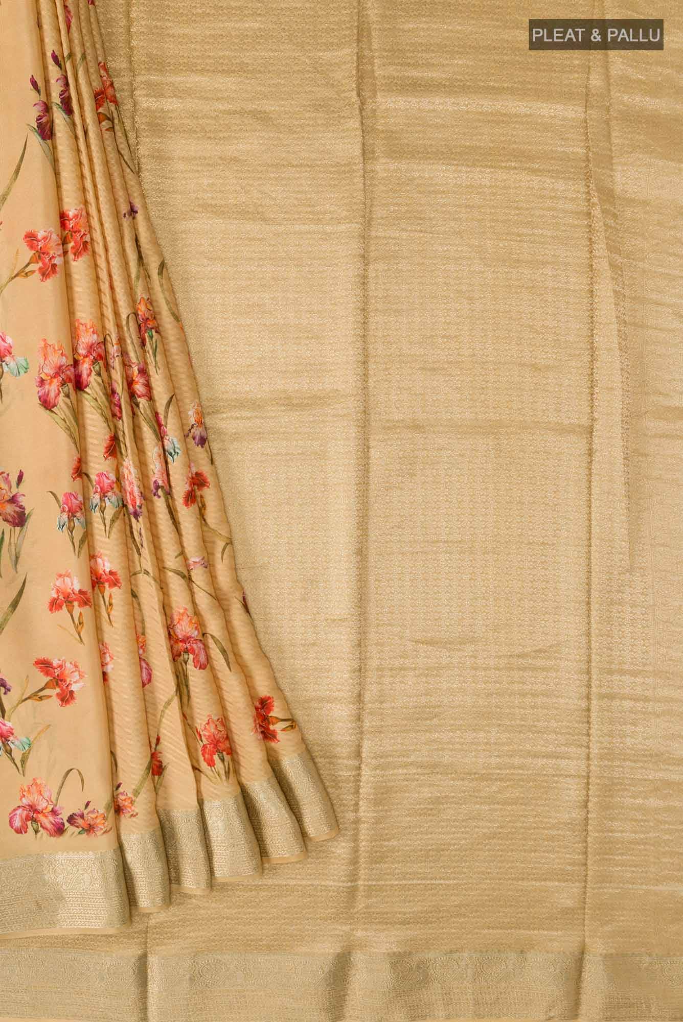 Sandal Mysore Crepe Saree - Image 2