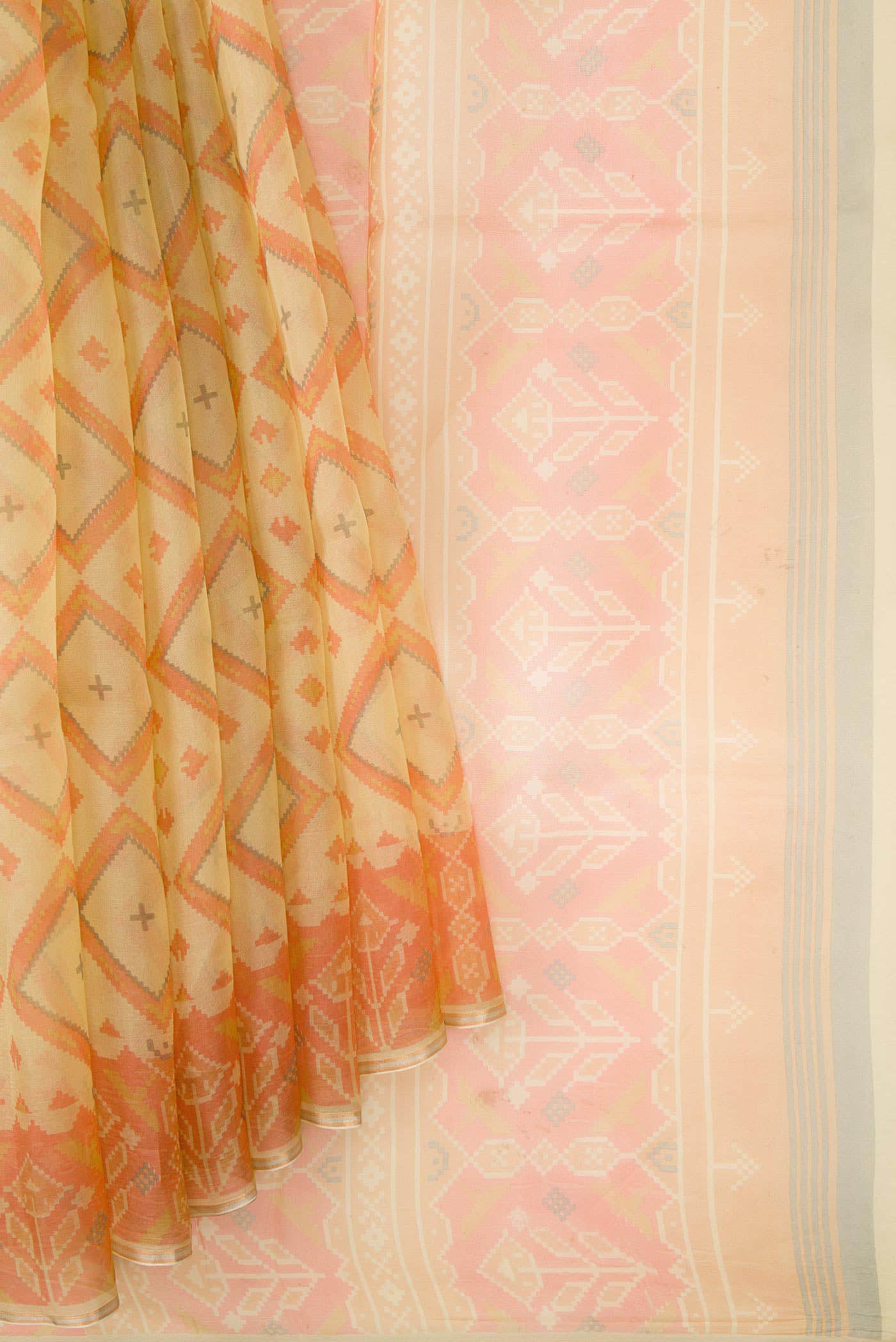 Sandal Organza Silk Saree - Image 2