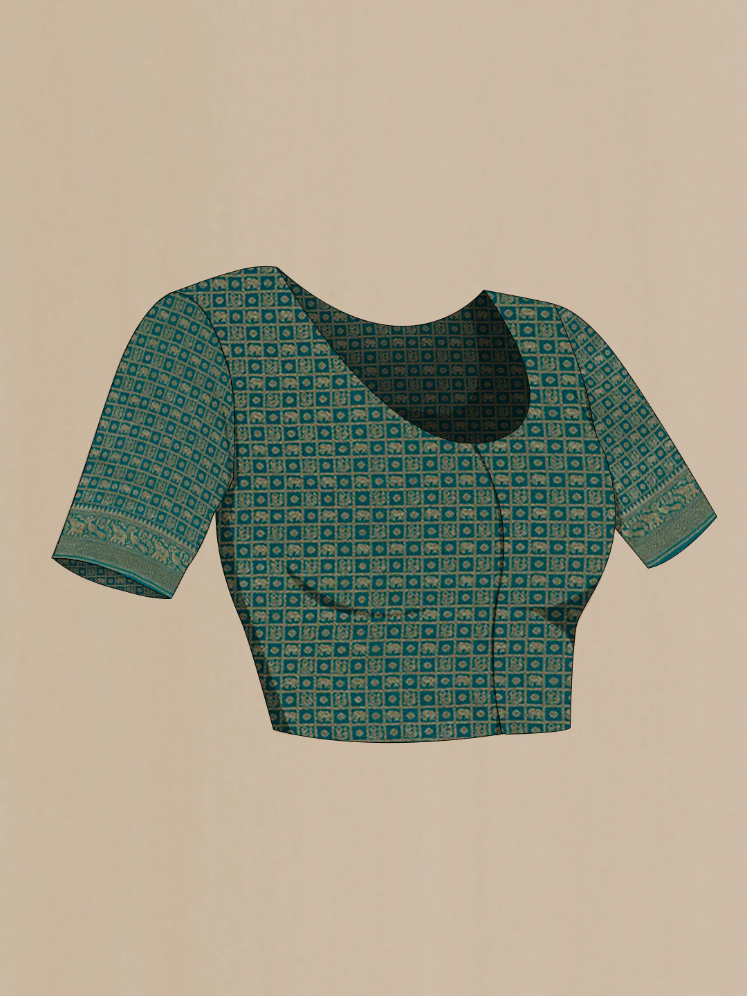 Teal Banarasi Georgette Saree - Image 2