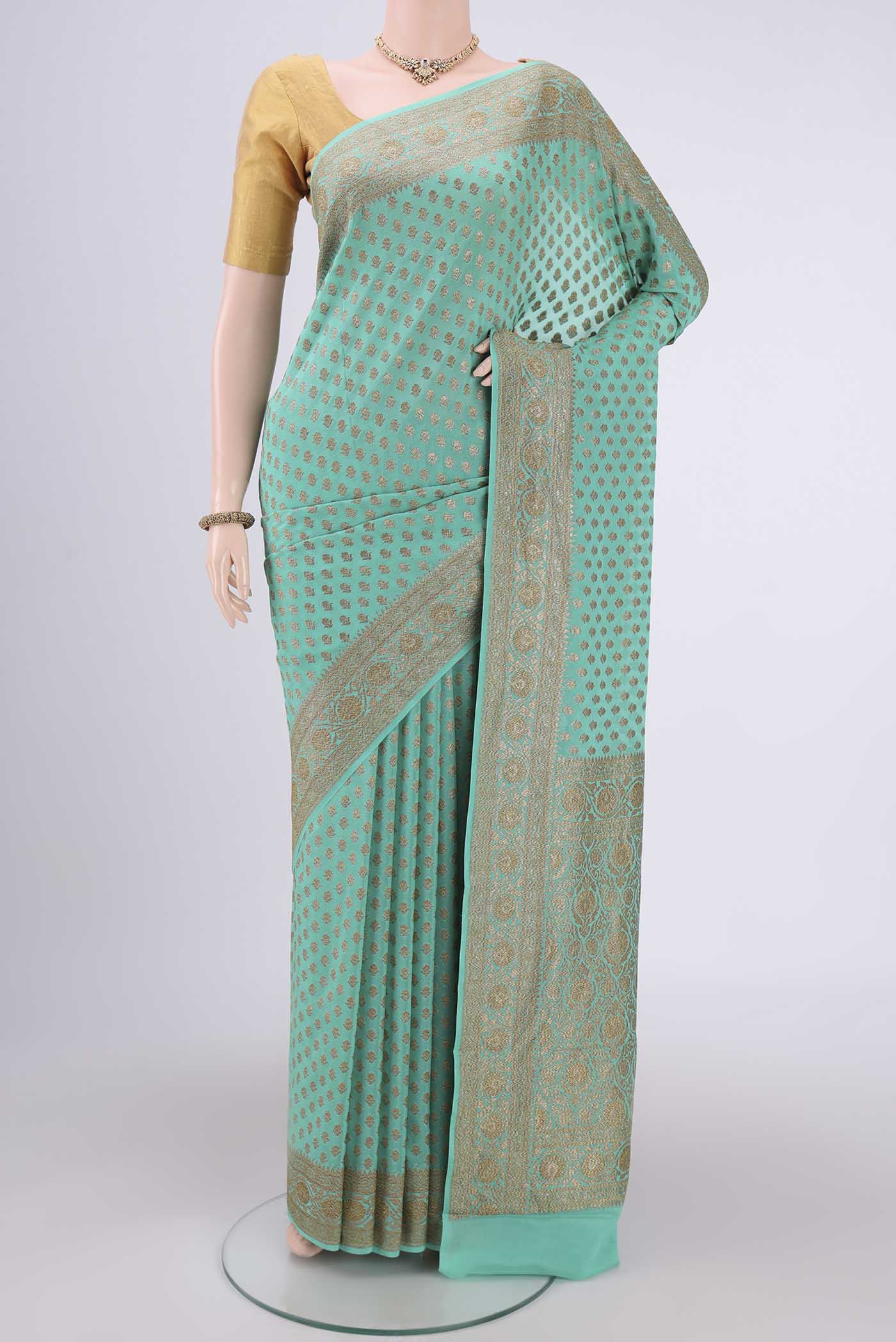 Sea Green Banarasi Georgette Saree