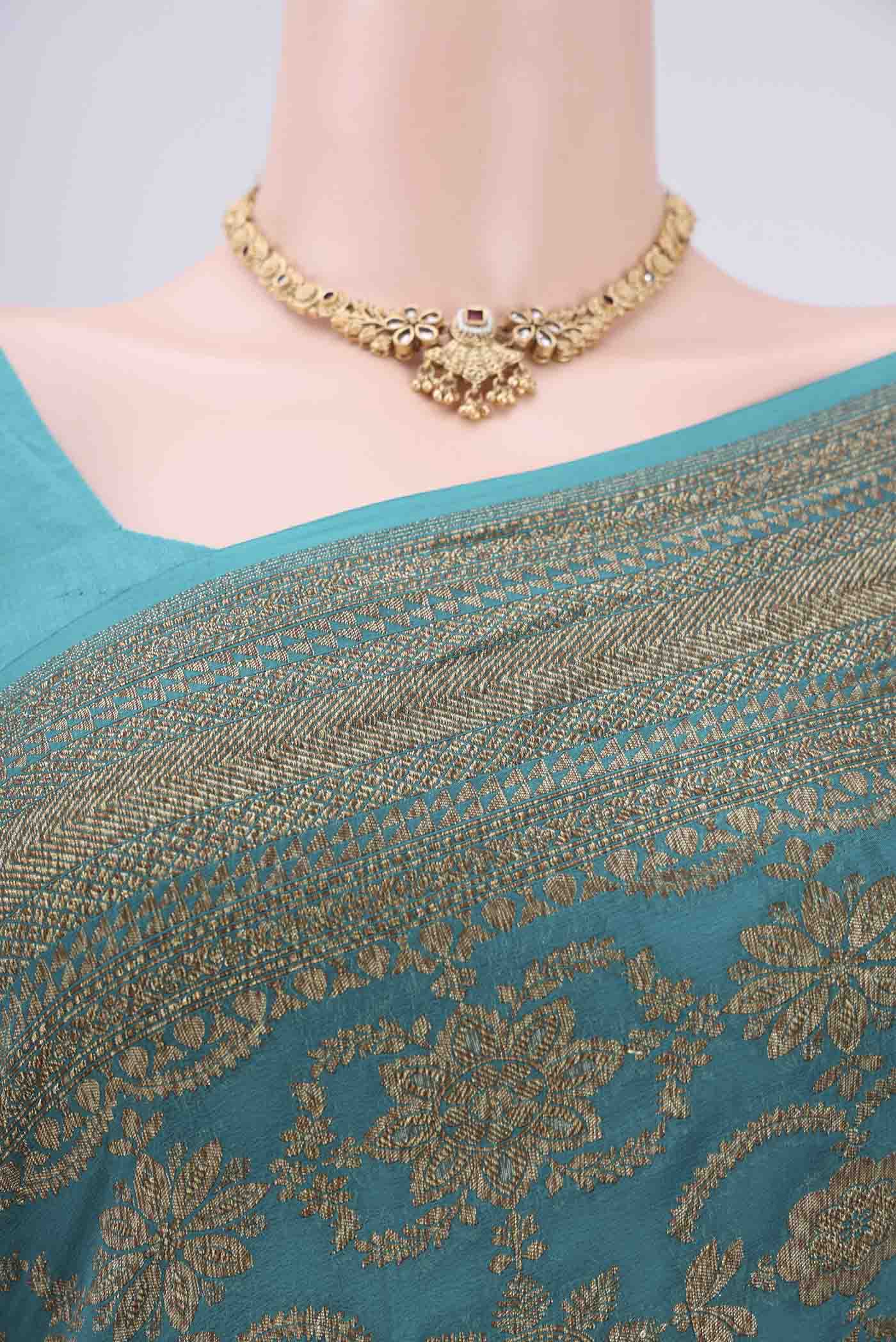Blue Banarasi Georgette Saree - Image 2