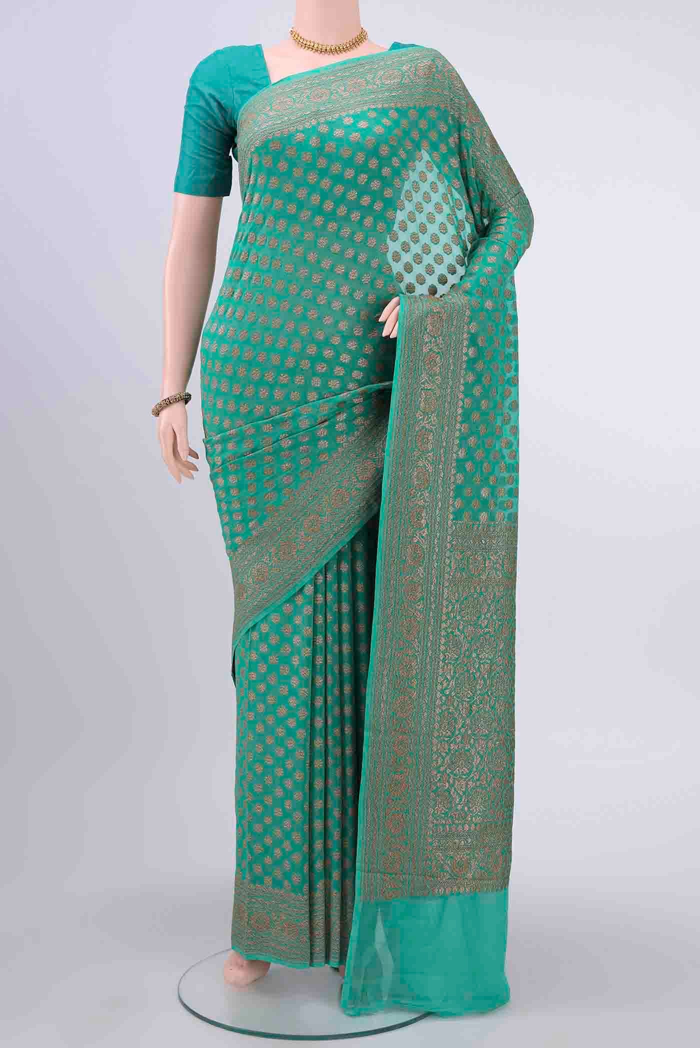 Sea Green Banarasi Georgette Saree