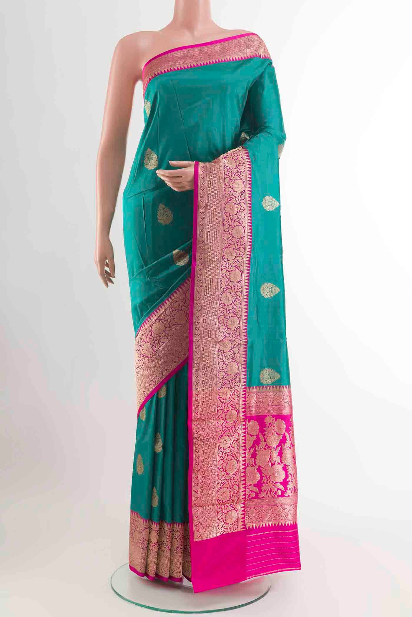 Sea Green Banarasi Katan Silk Saree