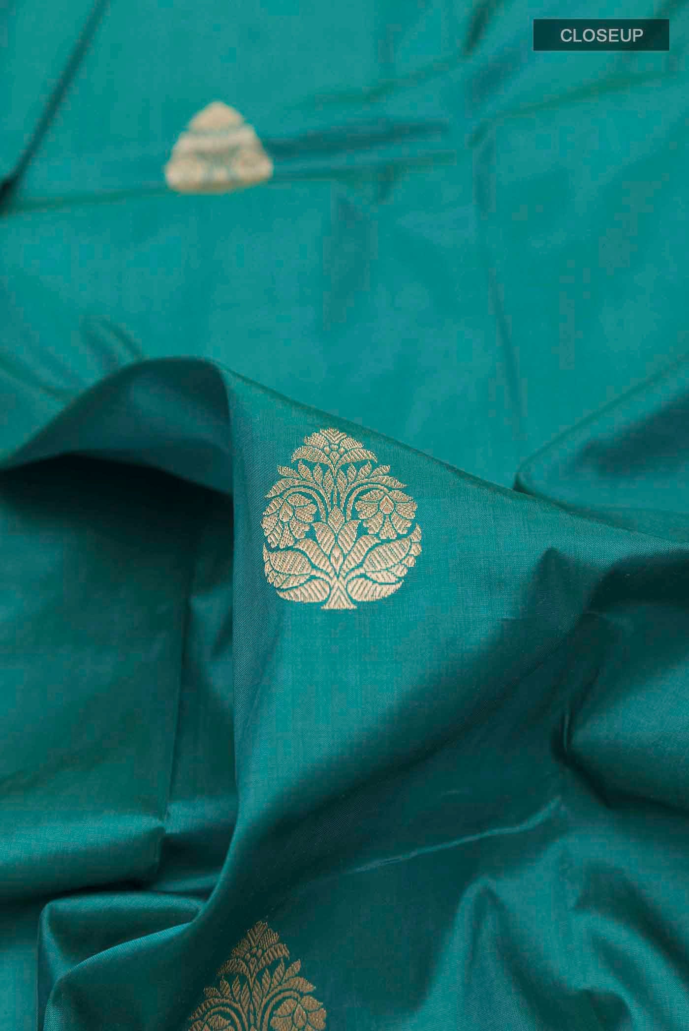 Sea Green Banarasi Katan Silk Saree - Image 2
