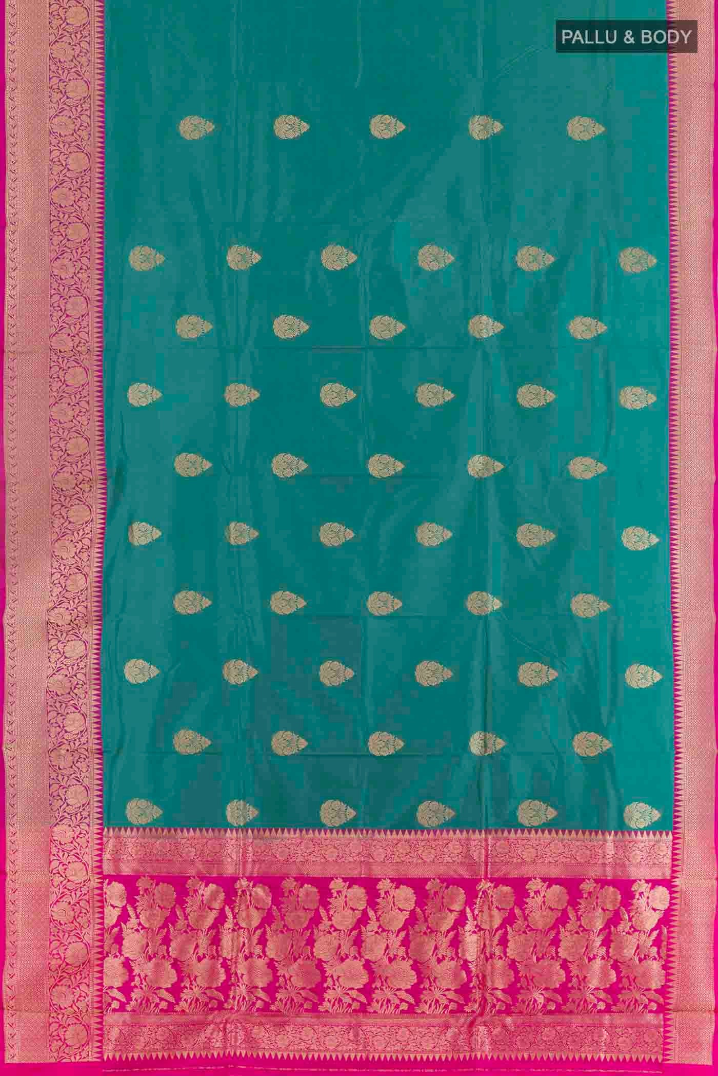 Sea Green Banarasi Katan Silk Saree - Image 5