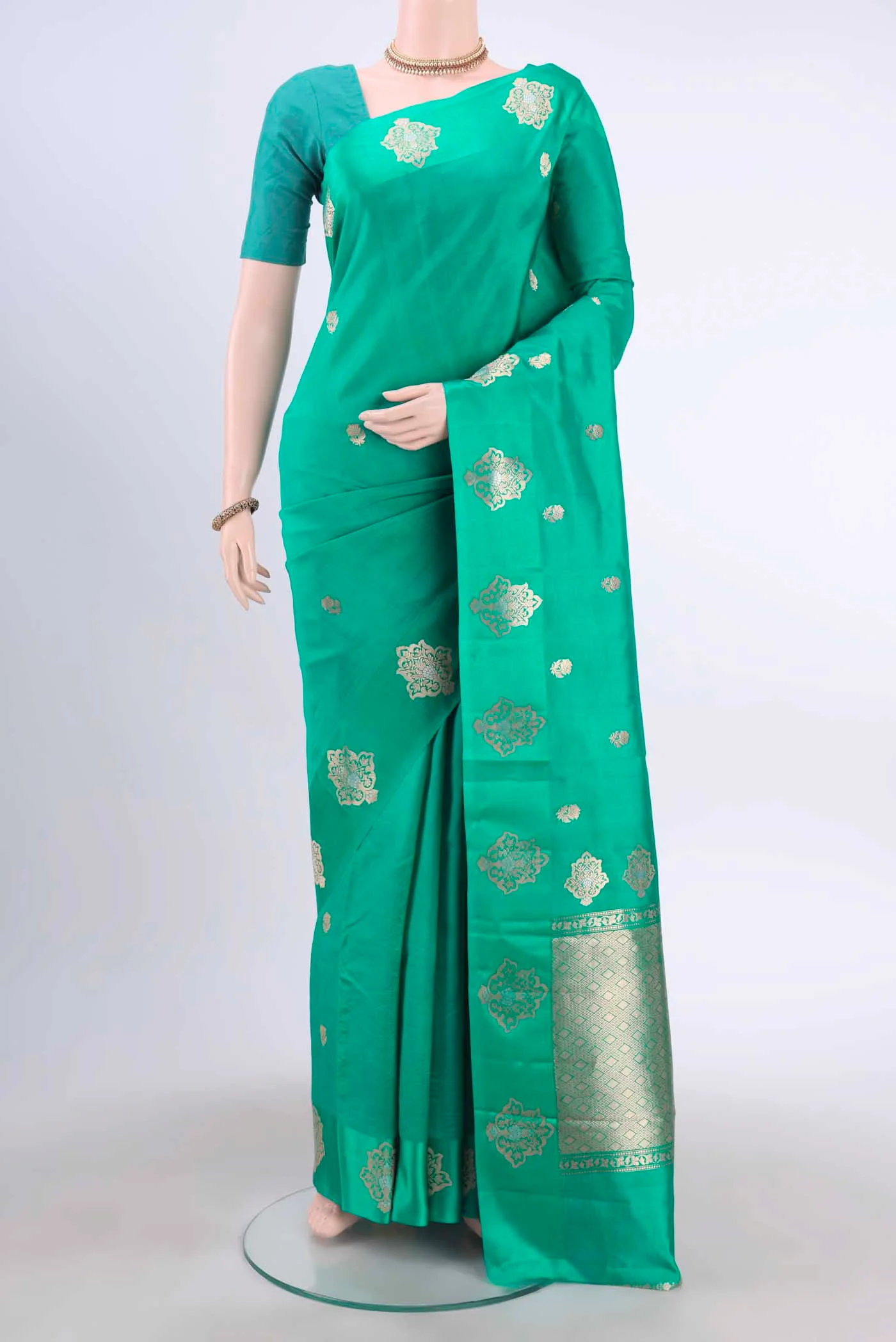 Sea Green Banarasi Katan Silk Saree