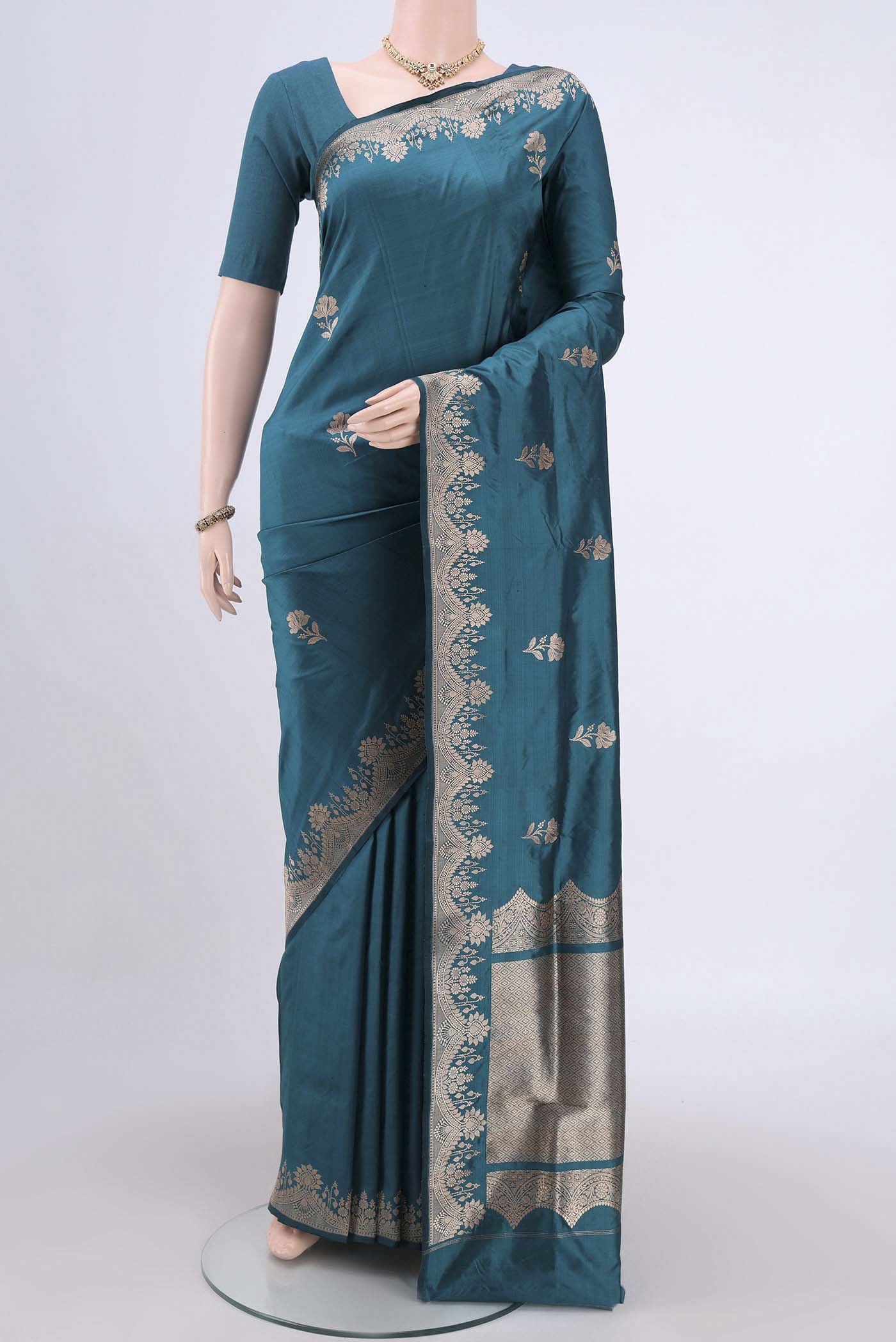 Blue Banarasi Katan Silk Saree