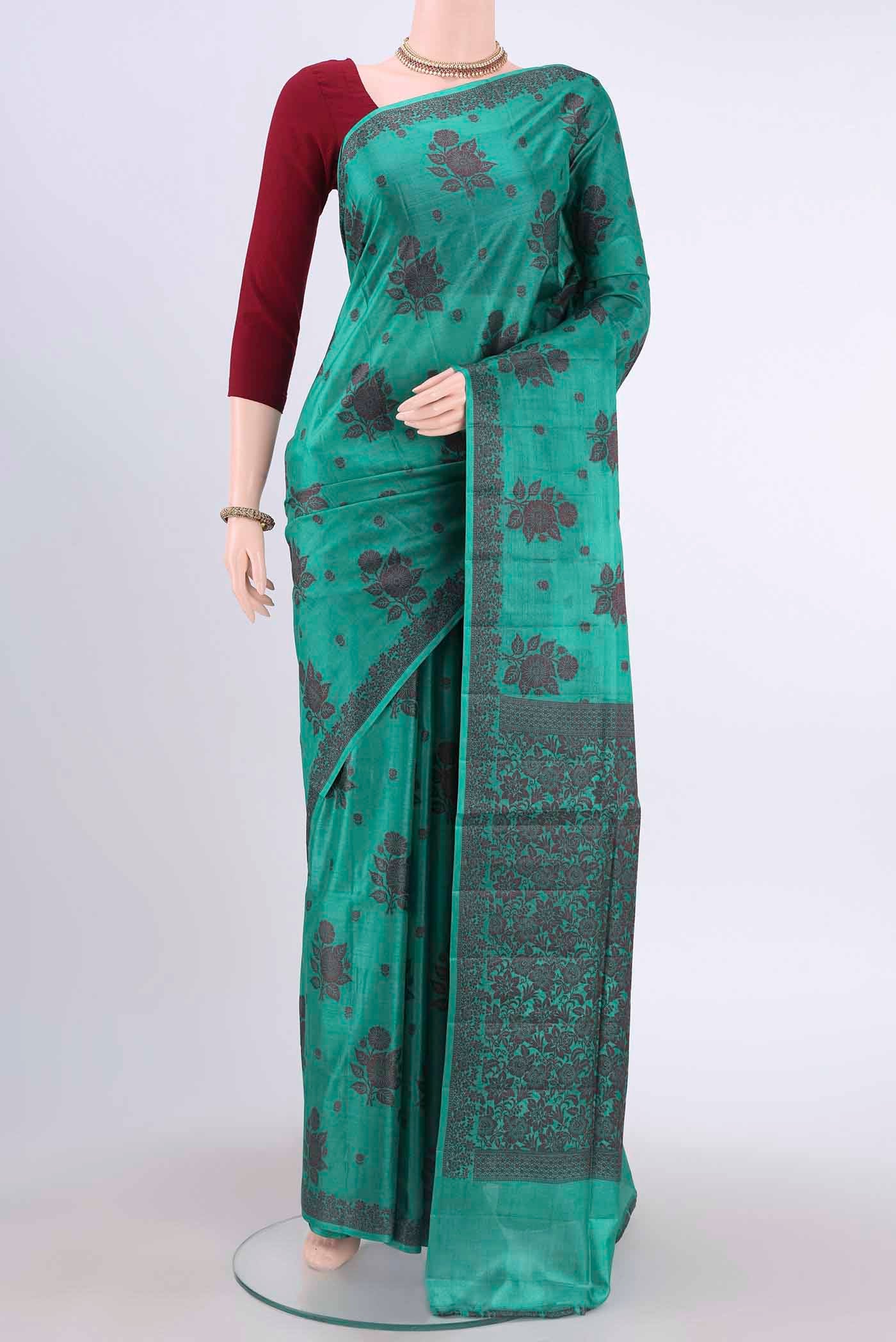 Sea Green Banarasi Raw Silk Saree