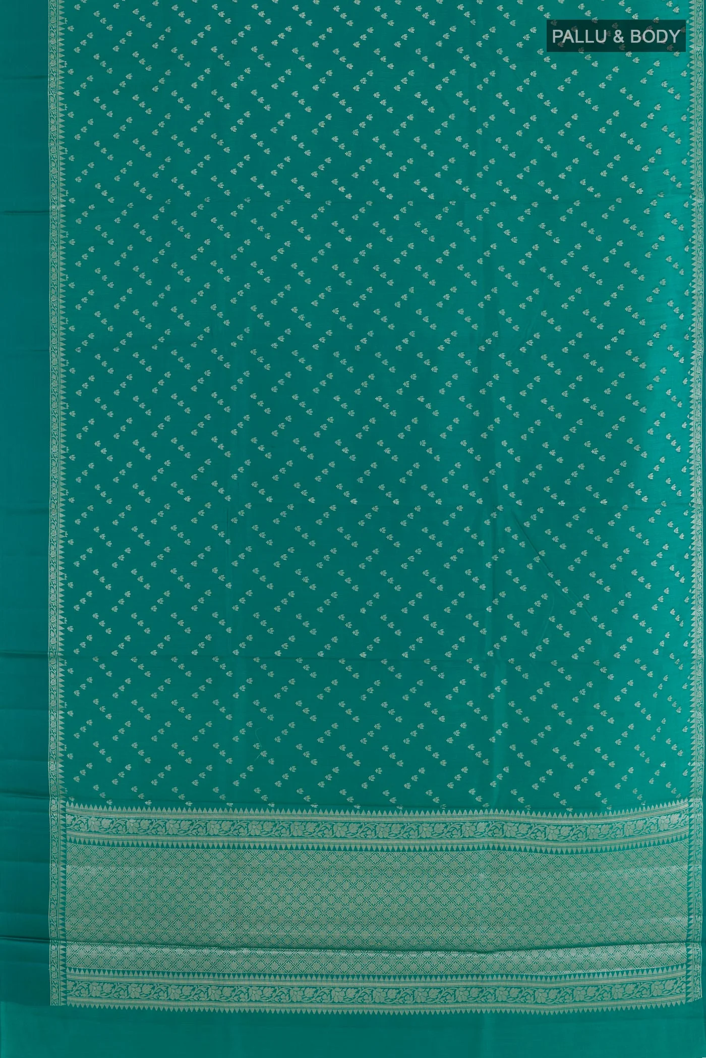 Sea Green Banarasi Raw Silk Saree - Image 3