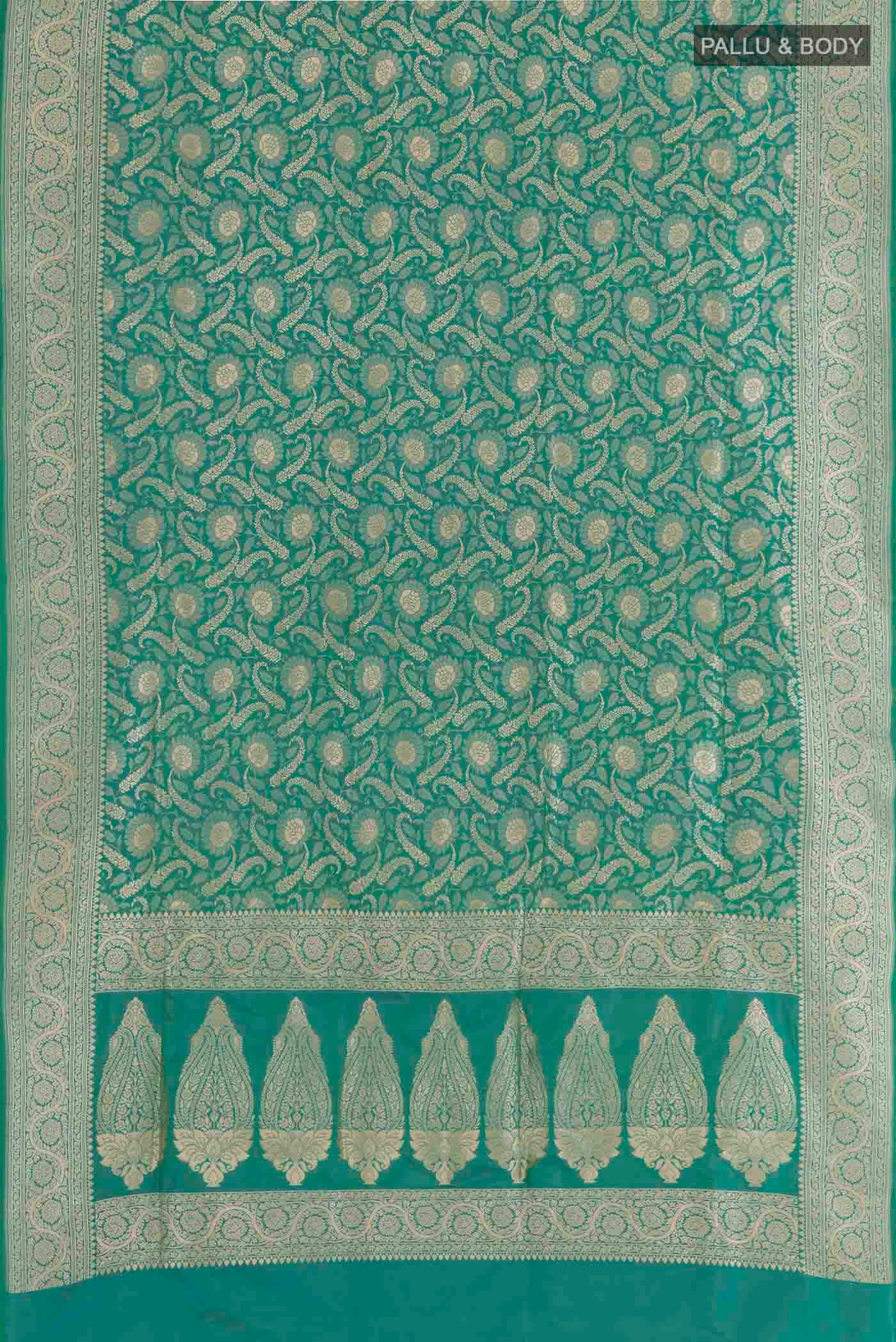 Sea Green Banarasi Silk Saree - Image 3