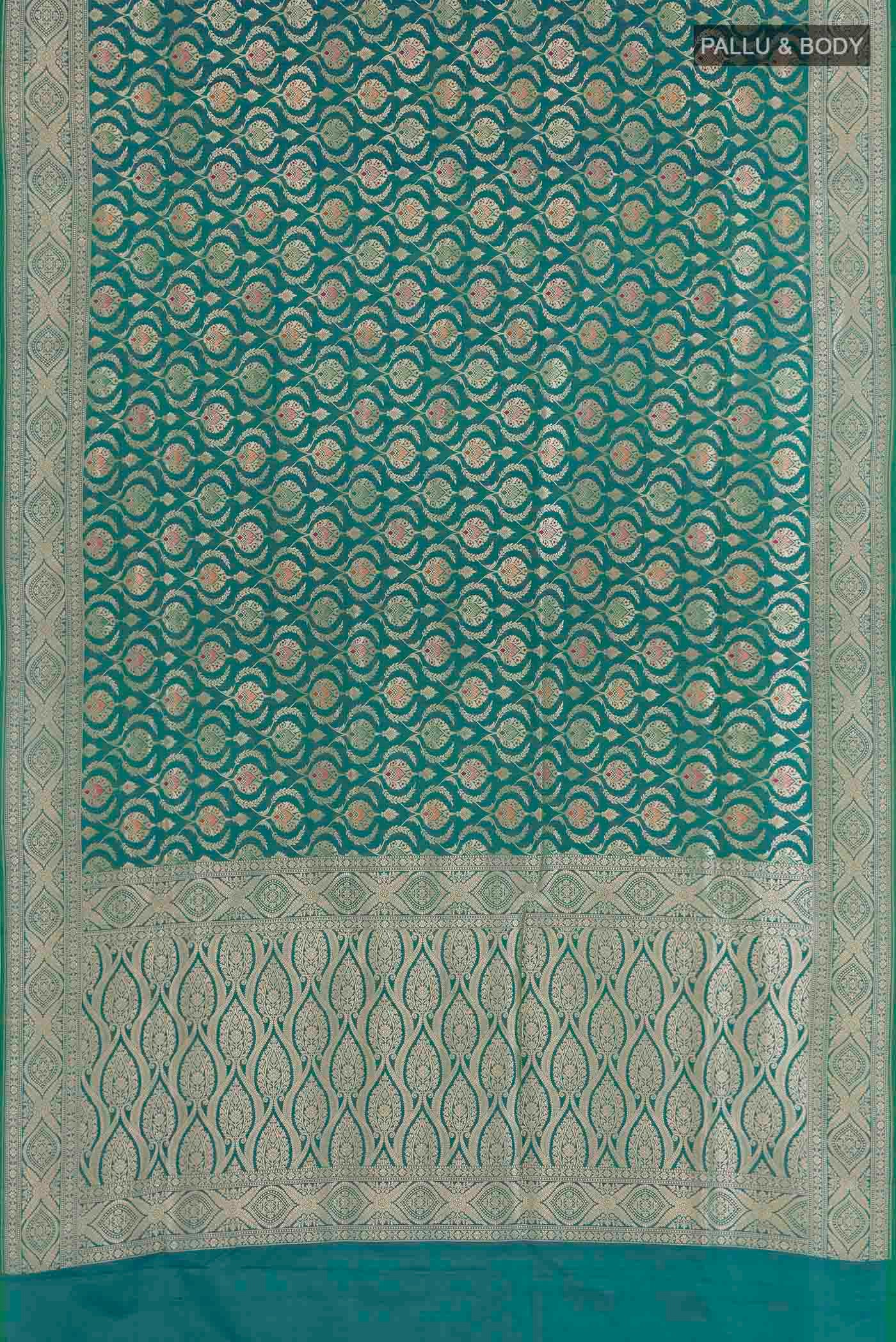 Sea Green Banarasi Silk Saree - Image 3