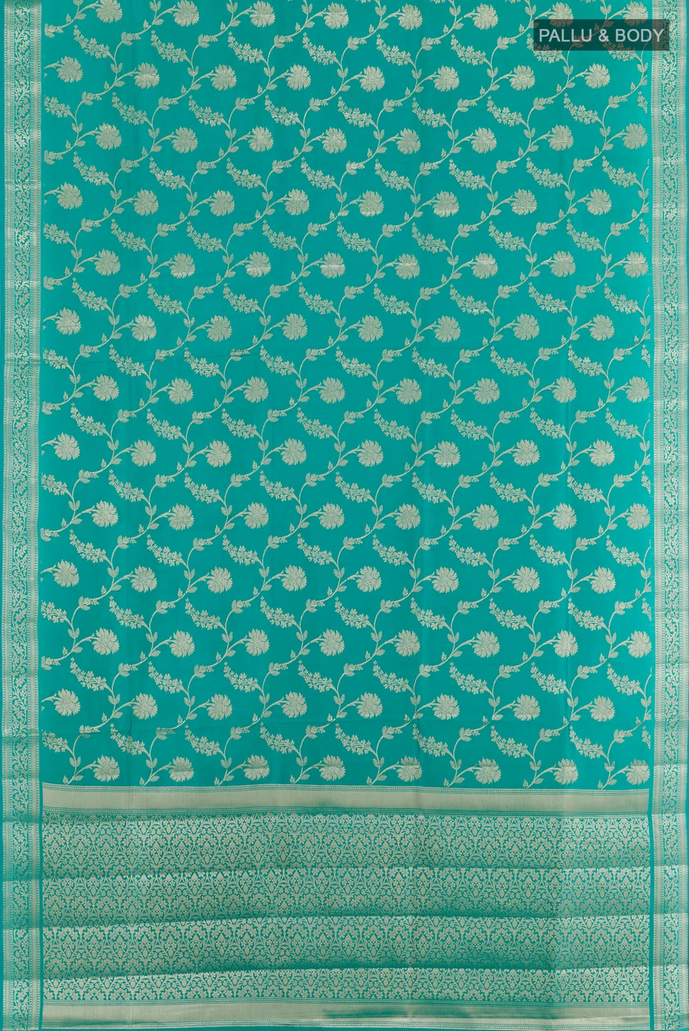 Sea Green Banarasi Raw Silk Saree - Image 3