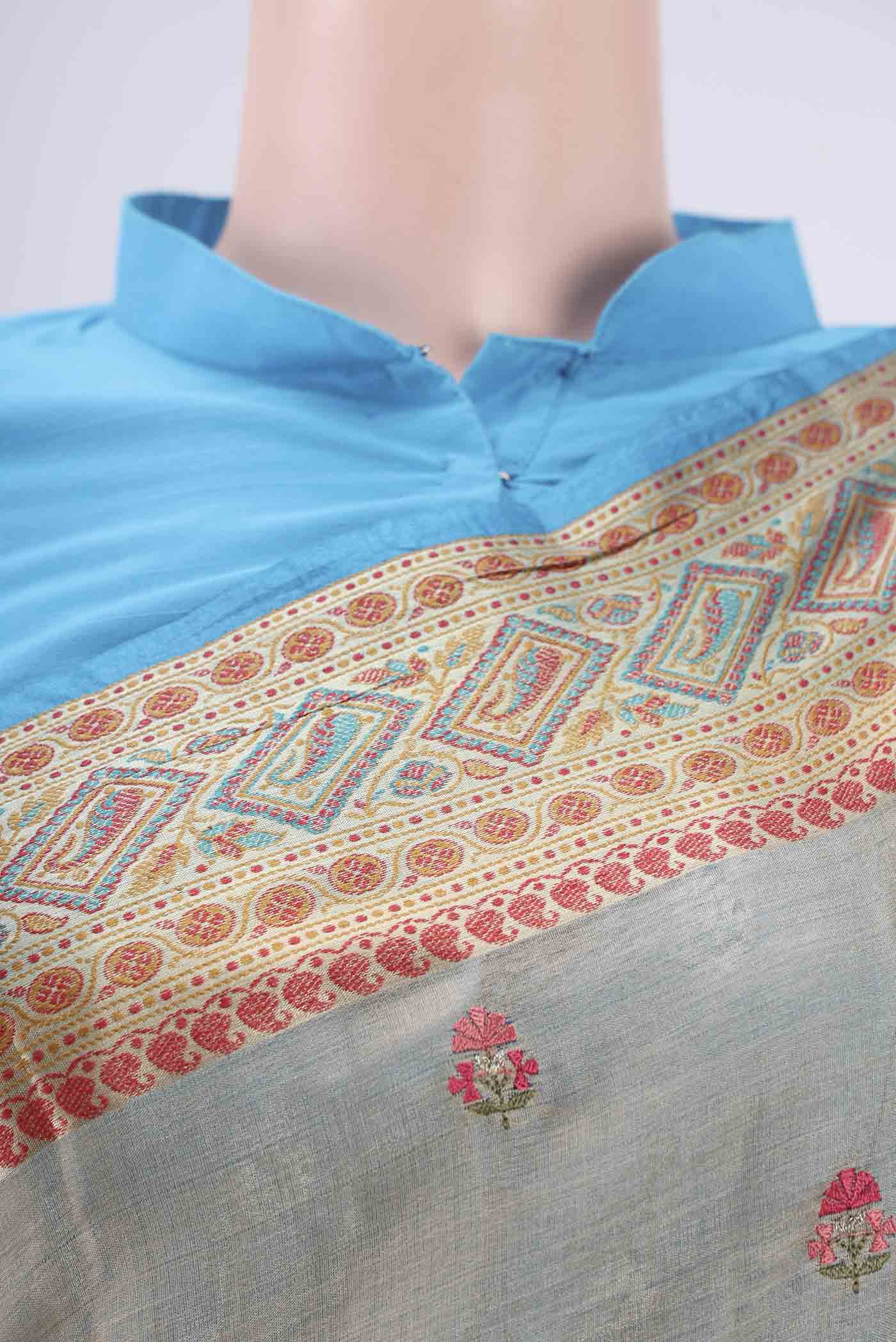 Beige Banarasi Tussar Silk Saree - Image 2