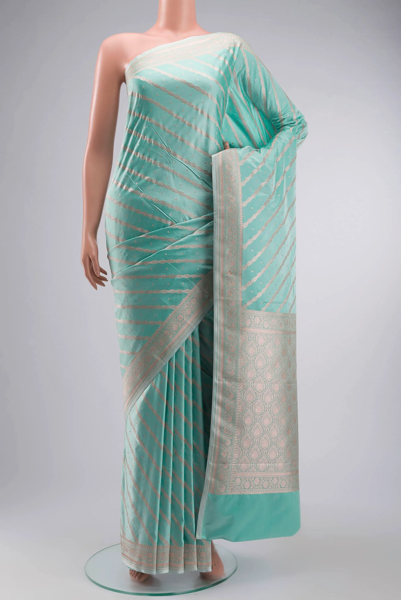 Sea Green Blended Banarasi Silk Saree
